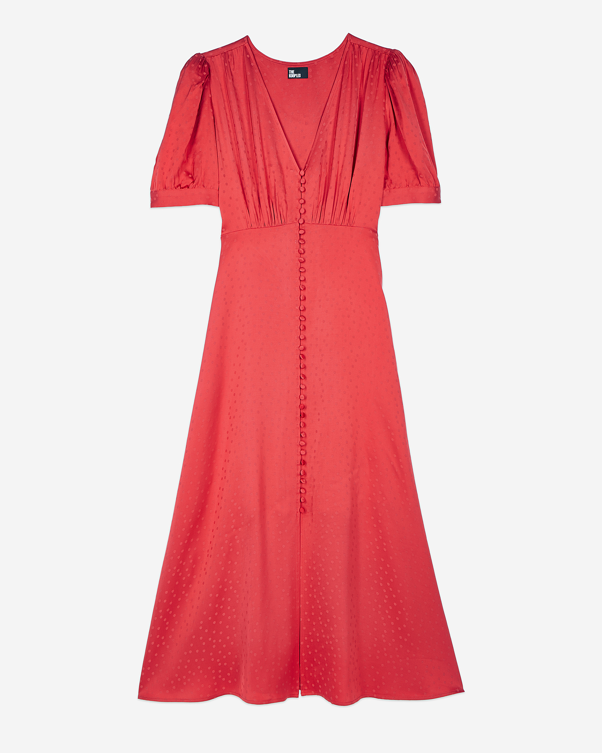 Red long dress with buttoning