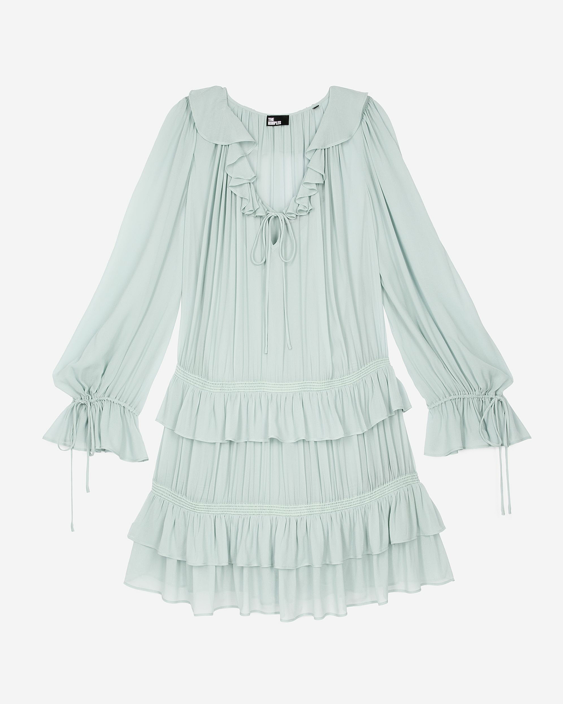 Short dress with blue ruffles