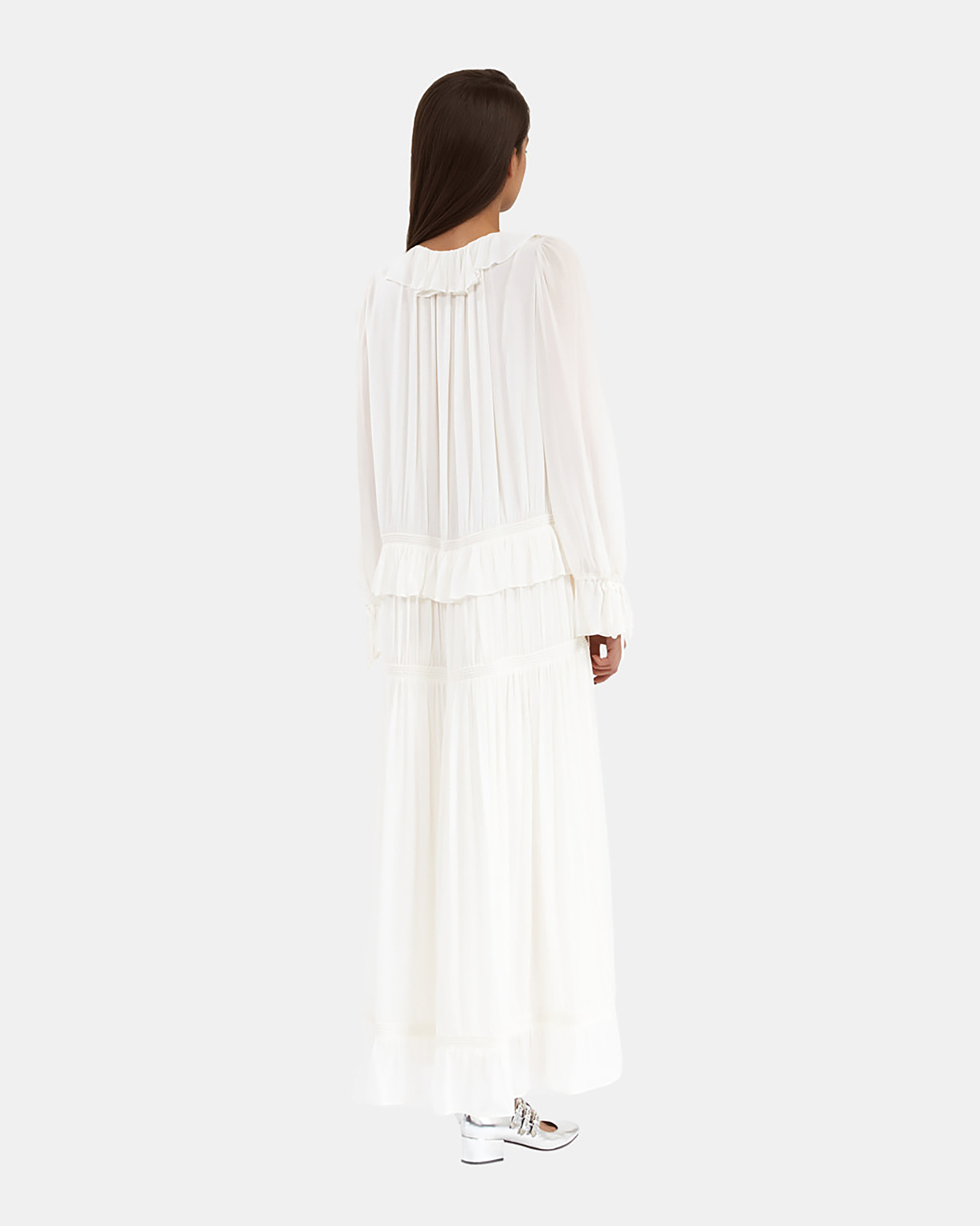 Ecru lavaliere collar dress