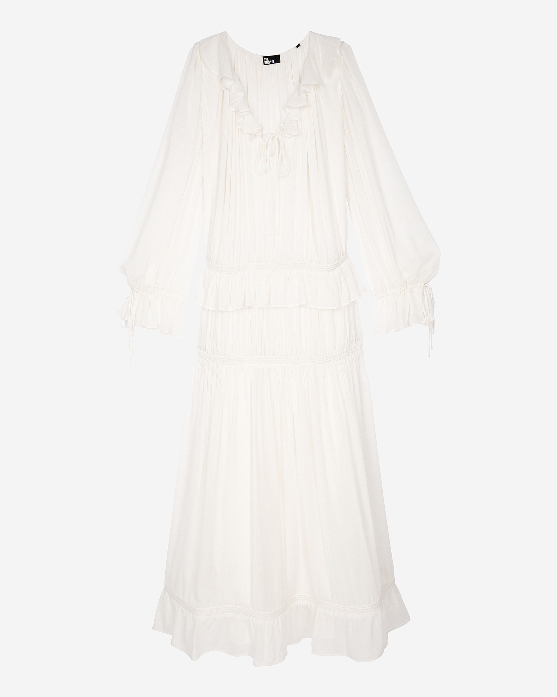 Ecru lavaliere collar dress