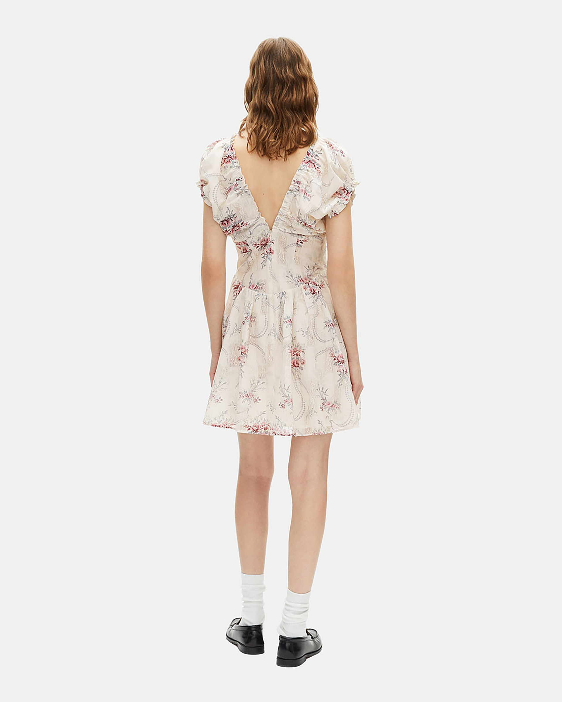 Short white floral print dress