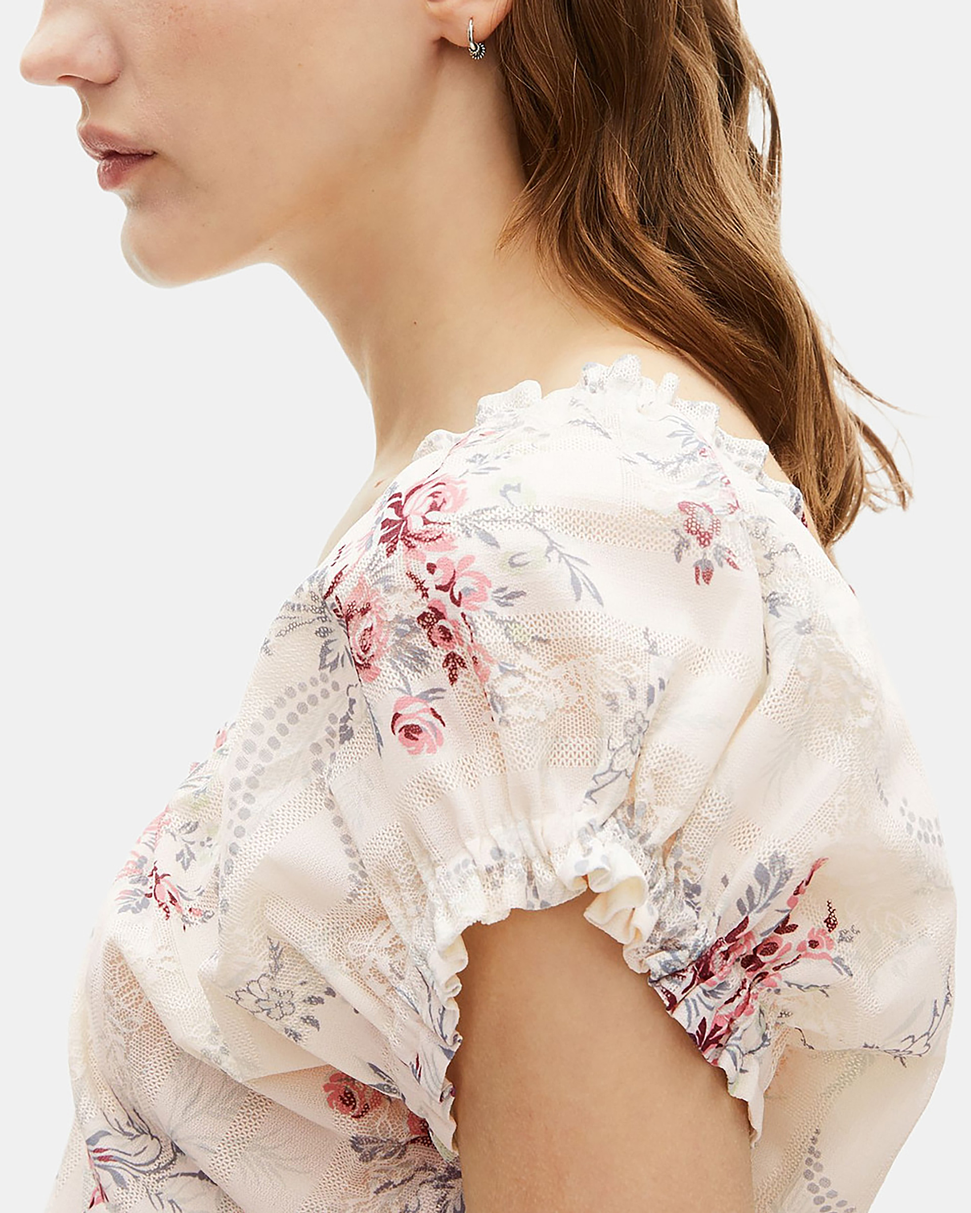 Short white floral print dress