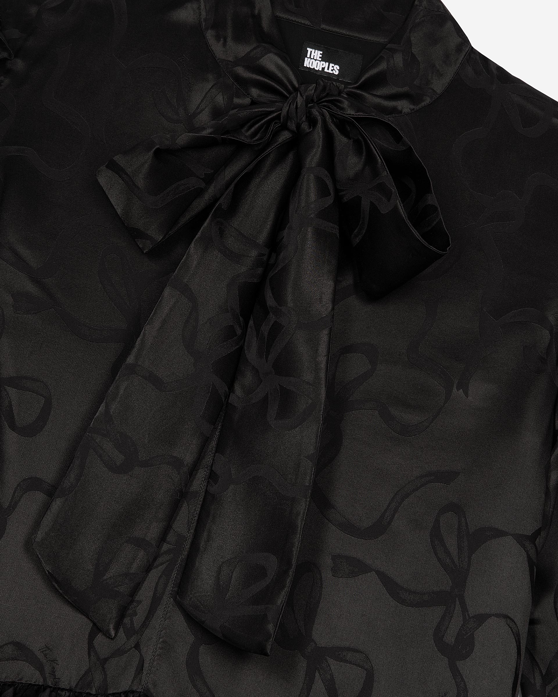 Short jacquard dress with ribbon print