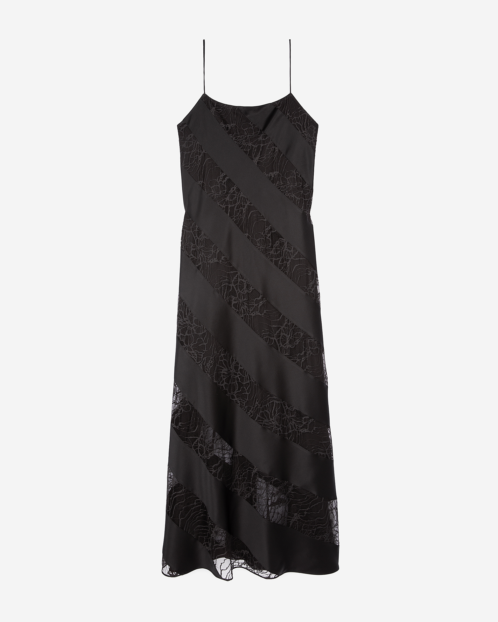 Black silk and lace long babydoll dress