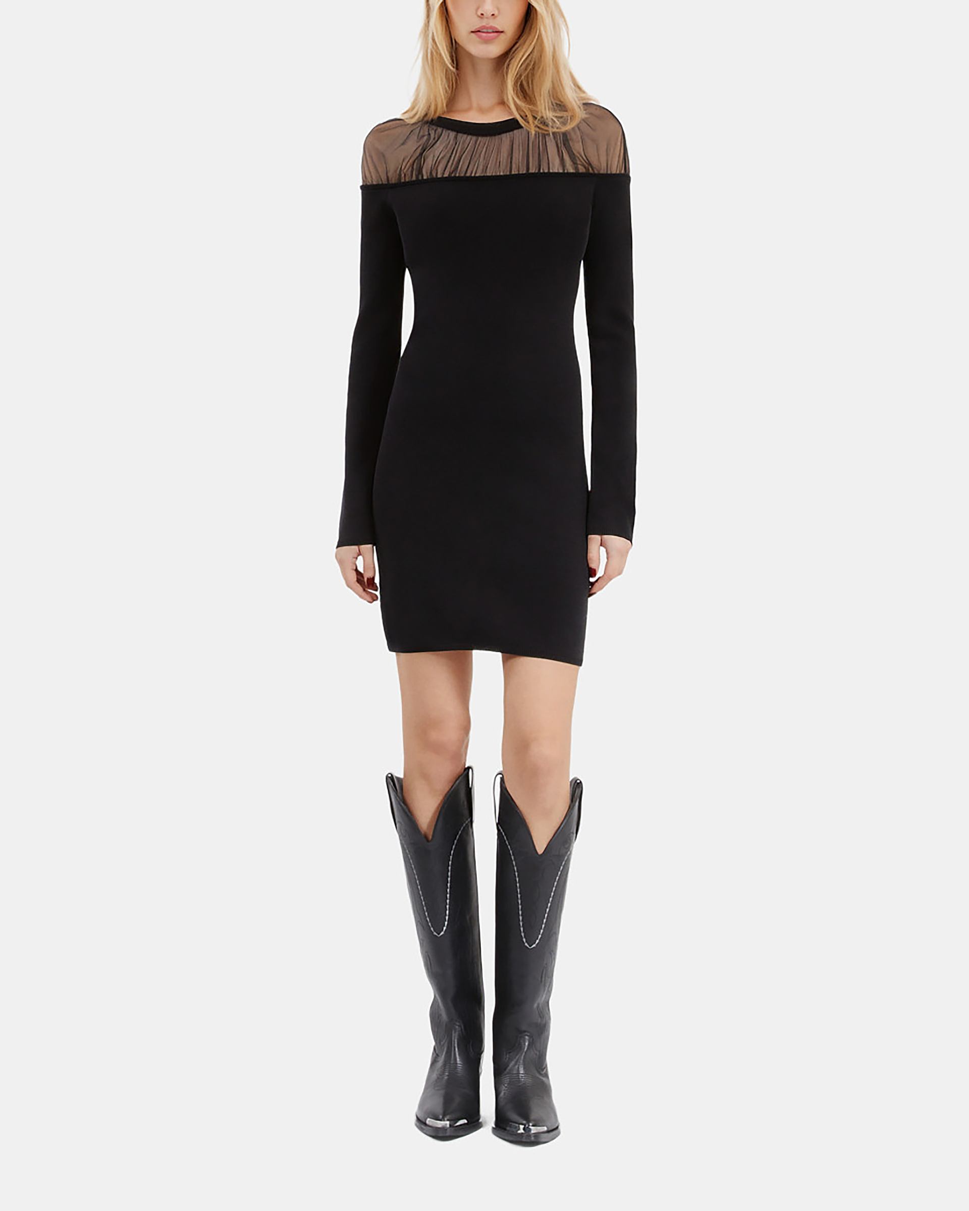Short black ruched dress