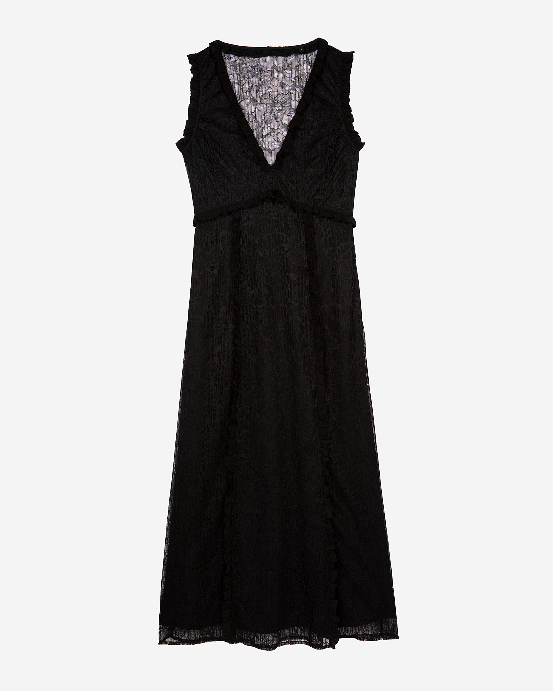 Long dress with black lace