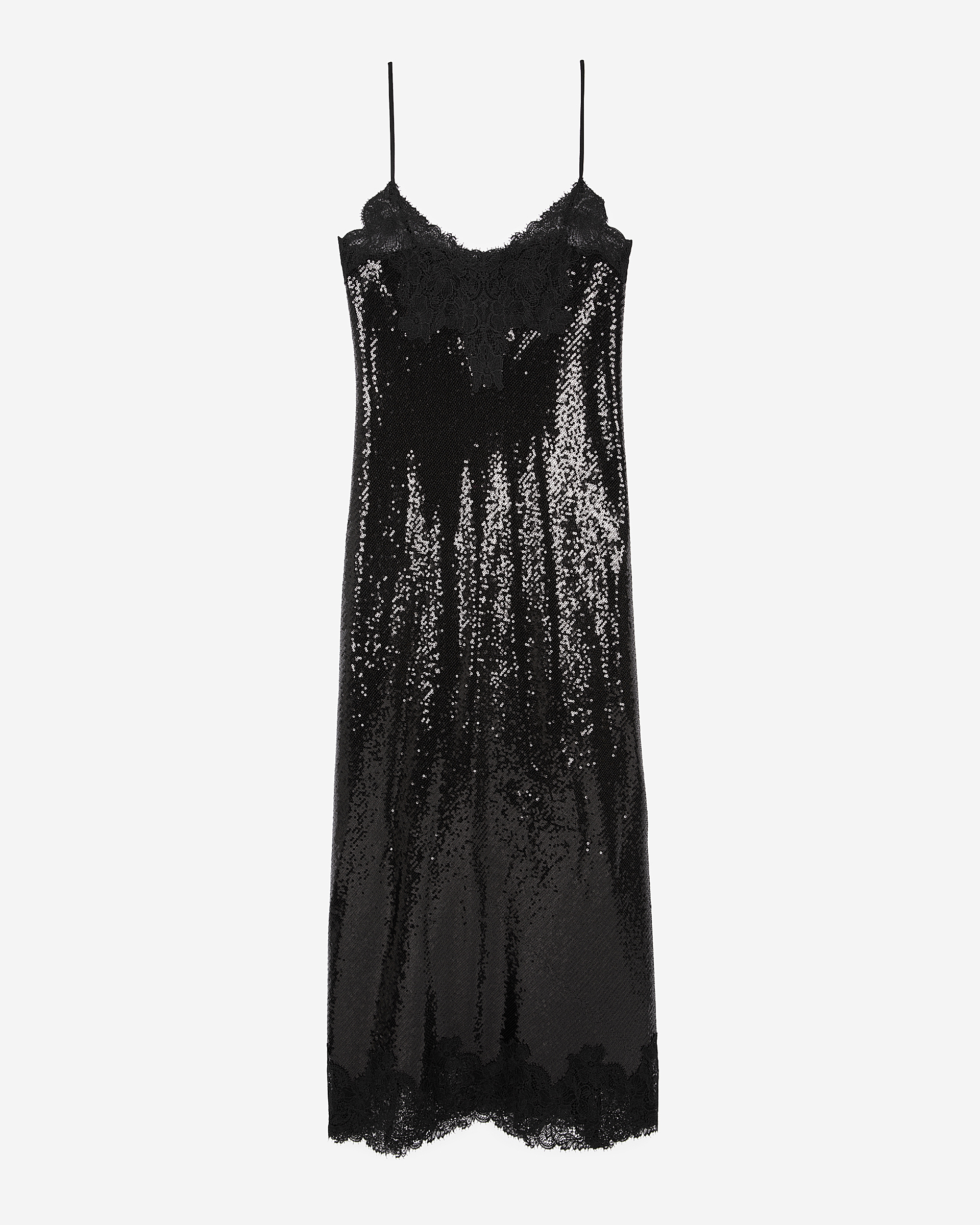 Black sequinned long babydoll dress