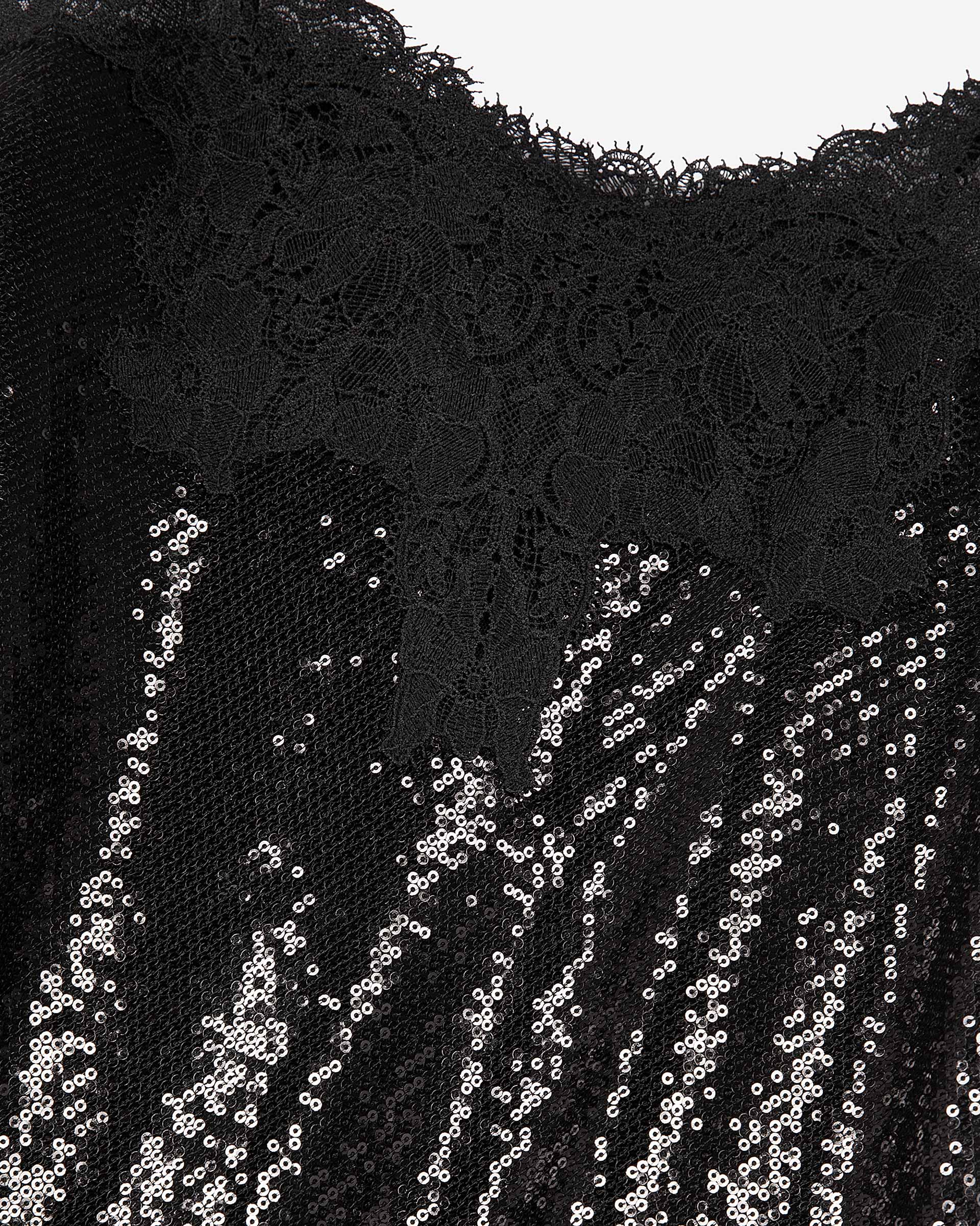 Black sequinned long babydoll dress