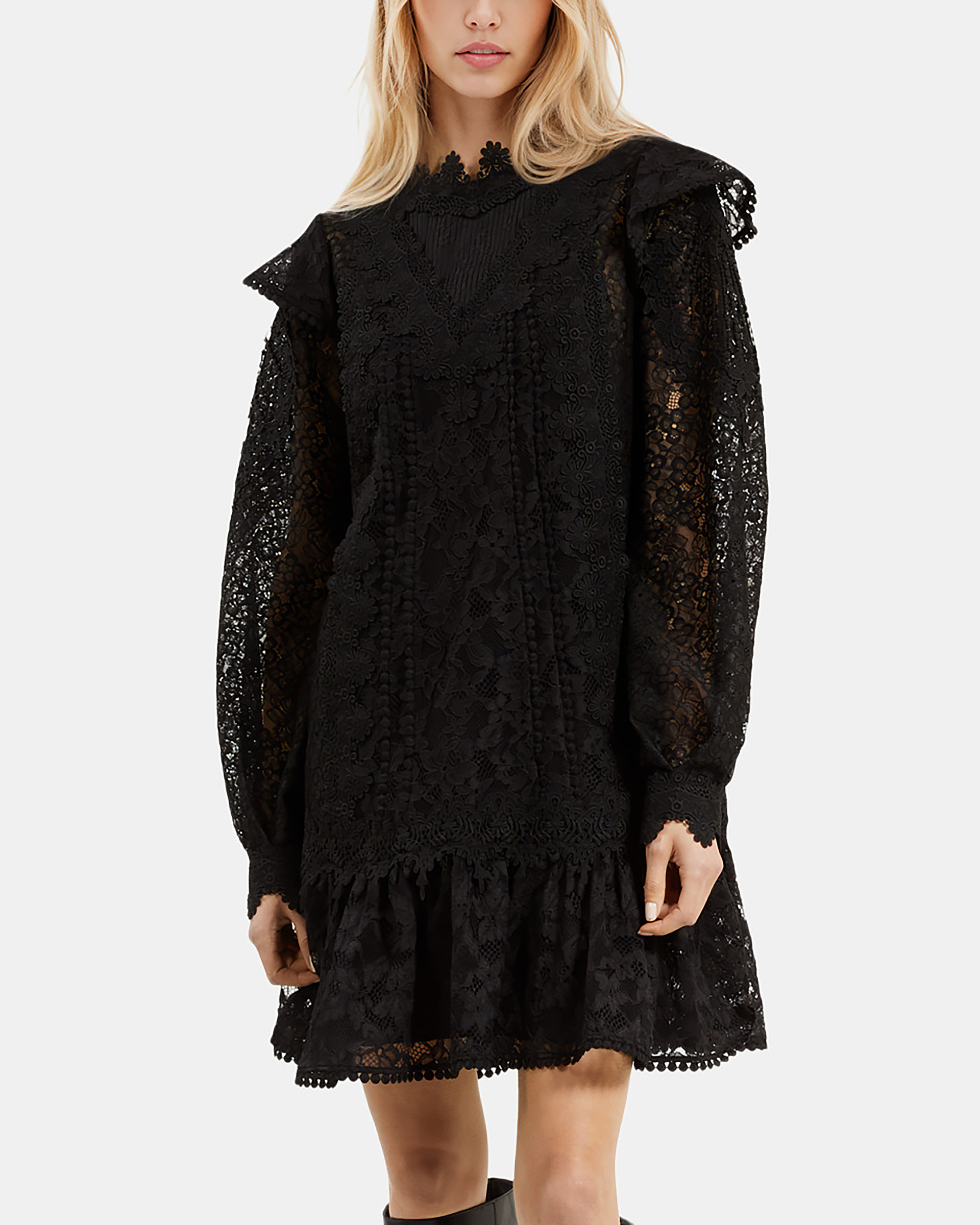 Short black lace dress