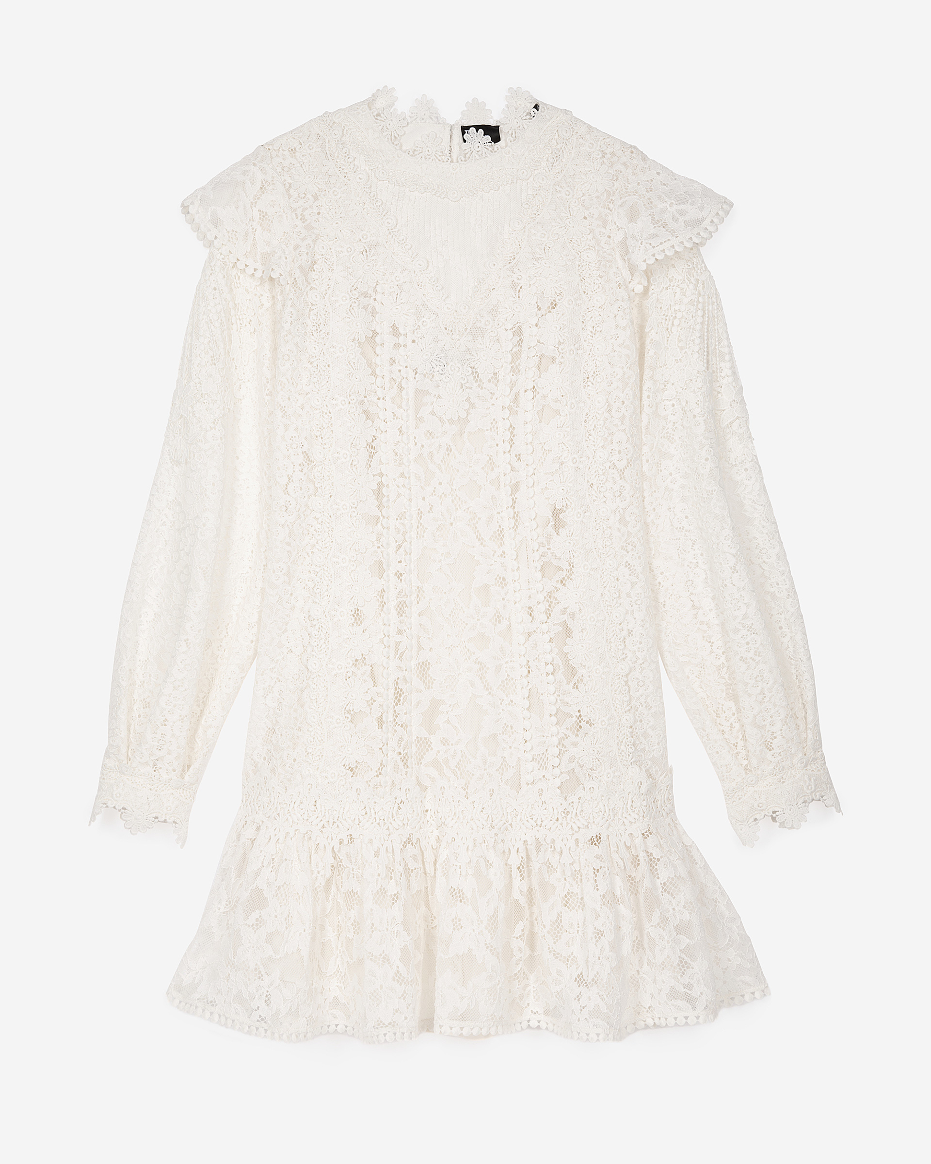 Short dress in ecru lace