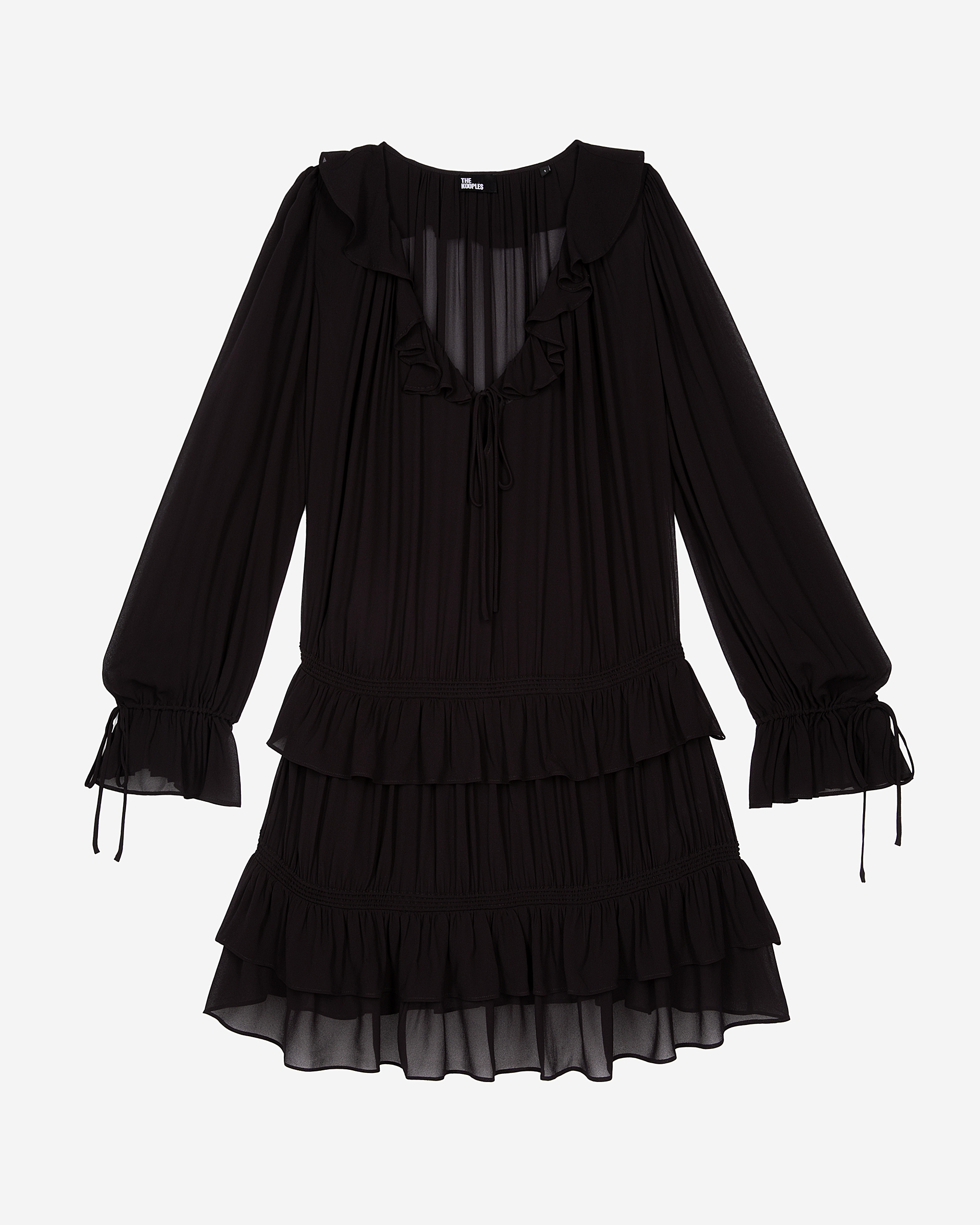 Short black dress with ruffles