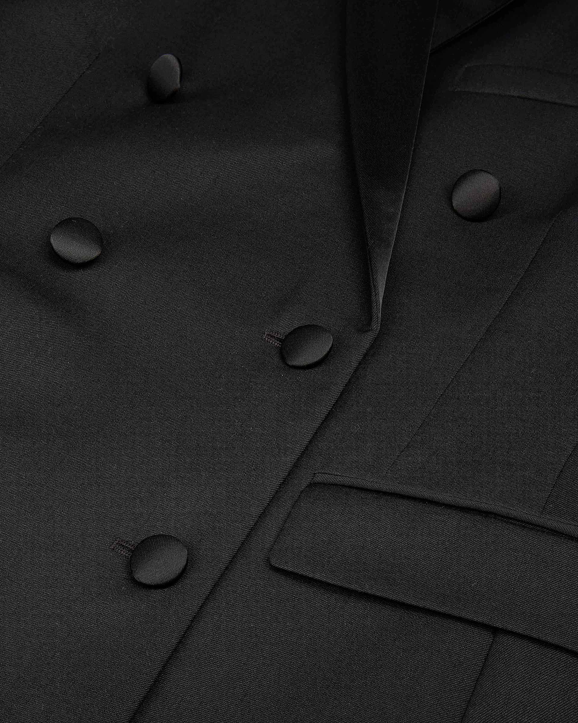 Short black wool tailored dress