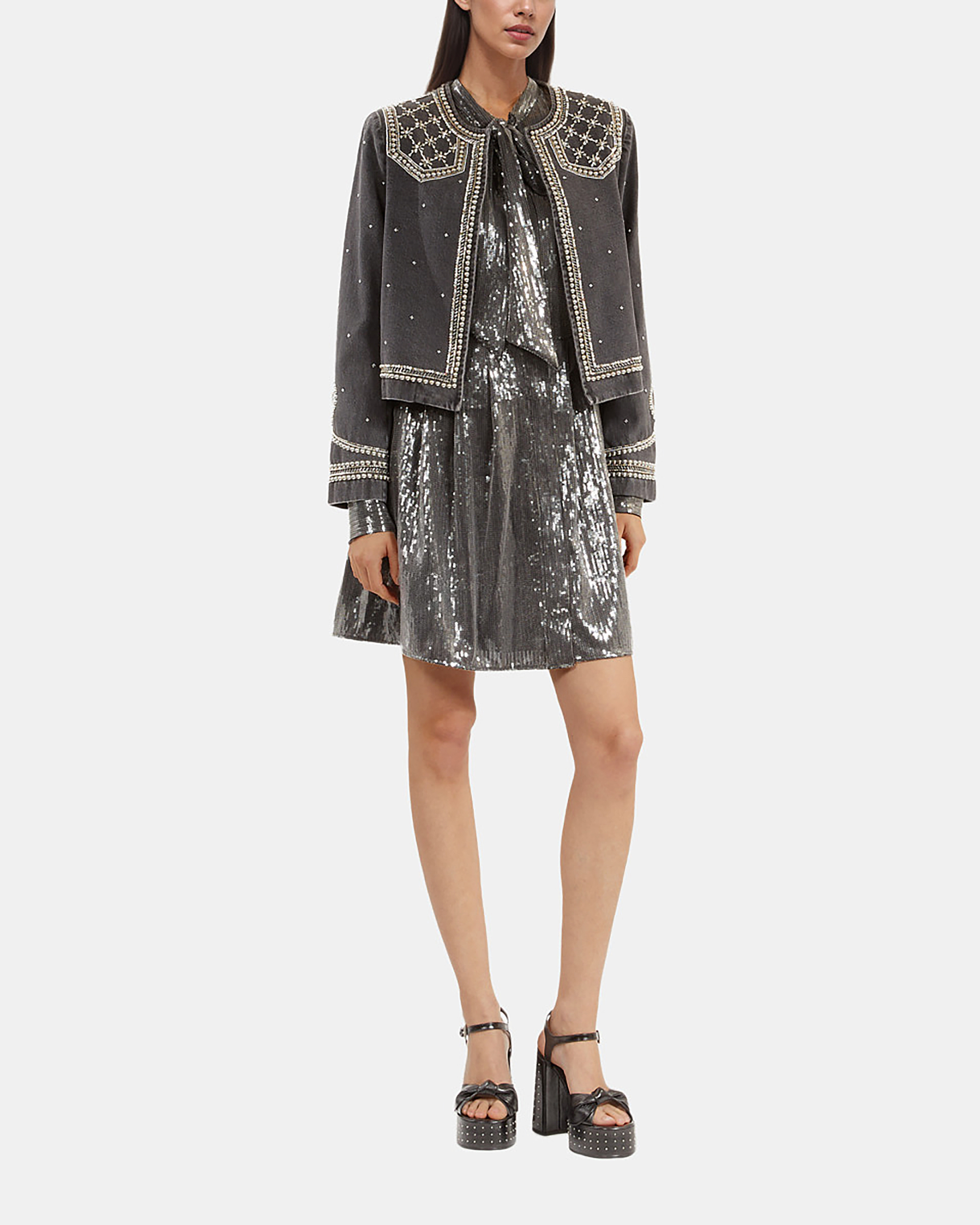 Grey sequin short dress