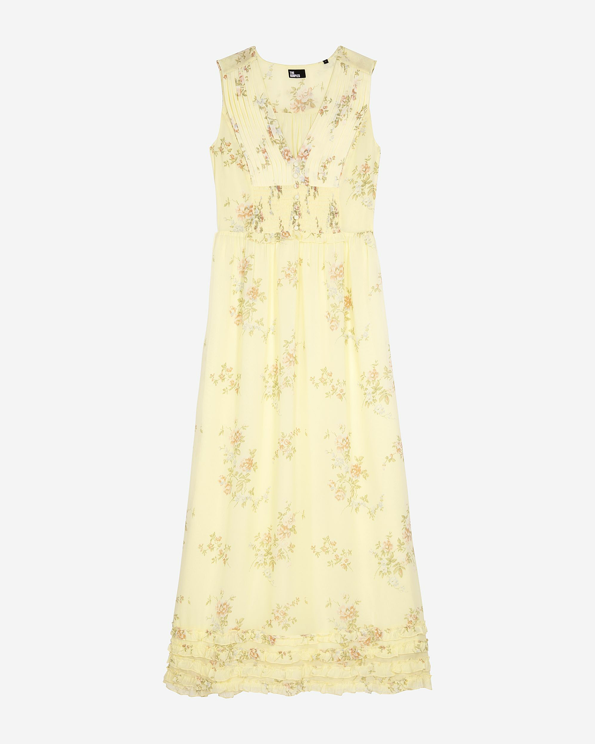 Long yellow floral print dress