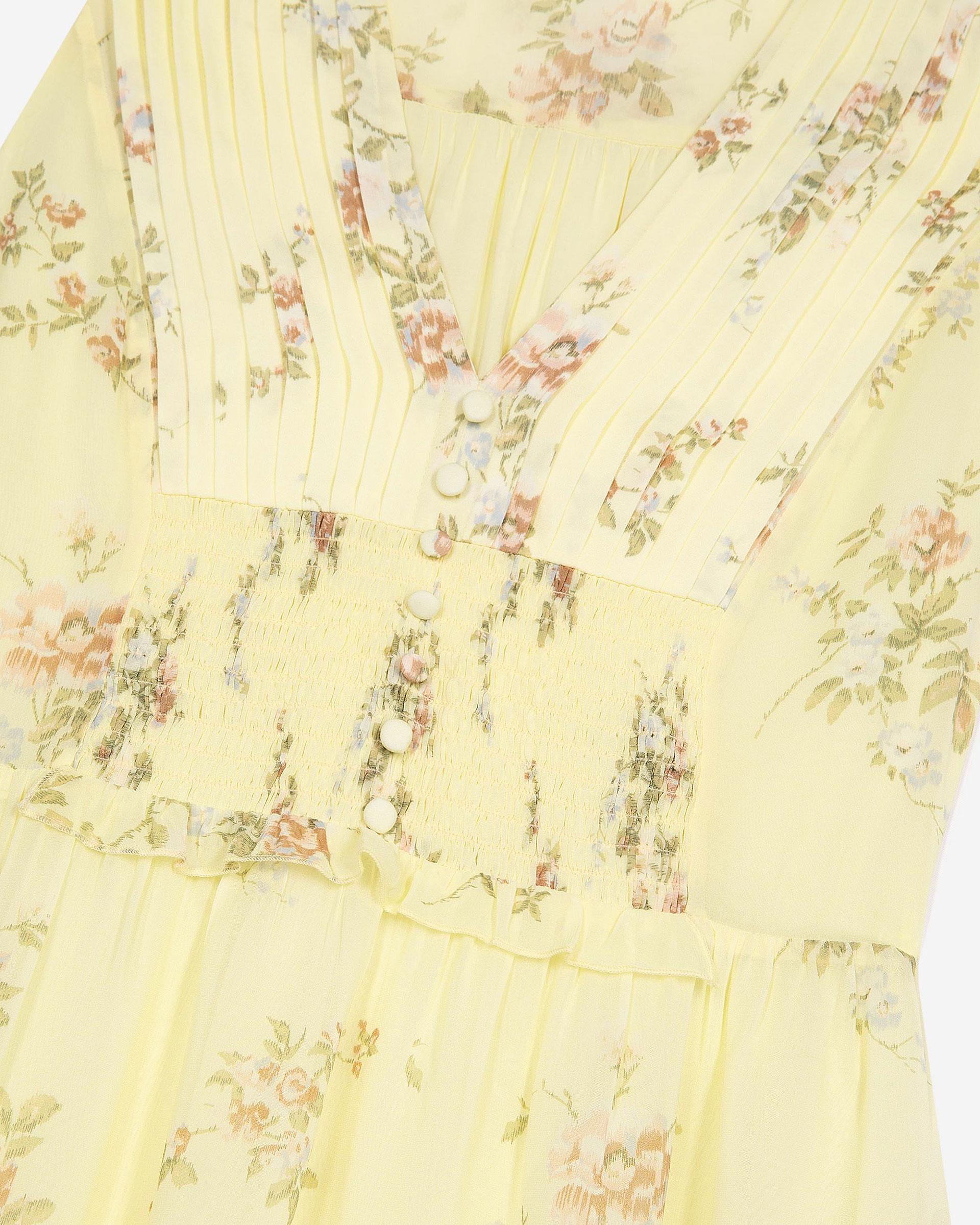 Long yellow floral print dress