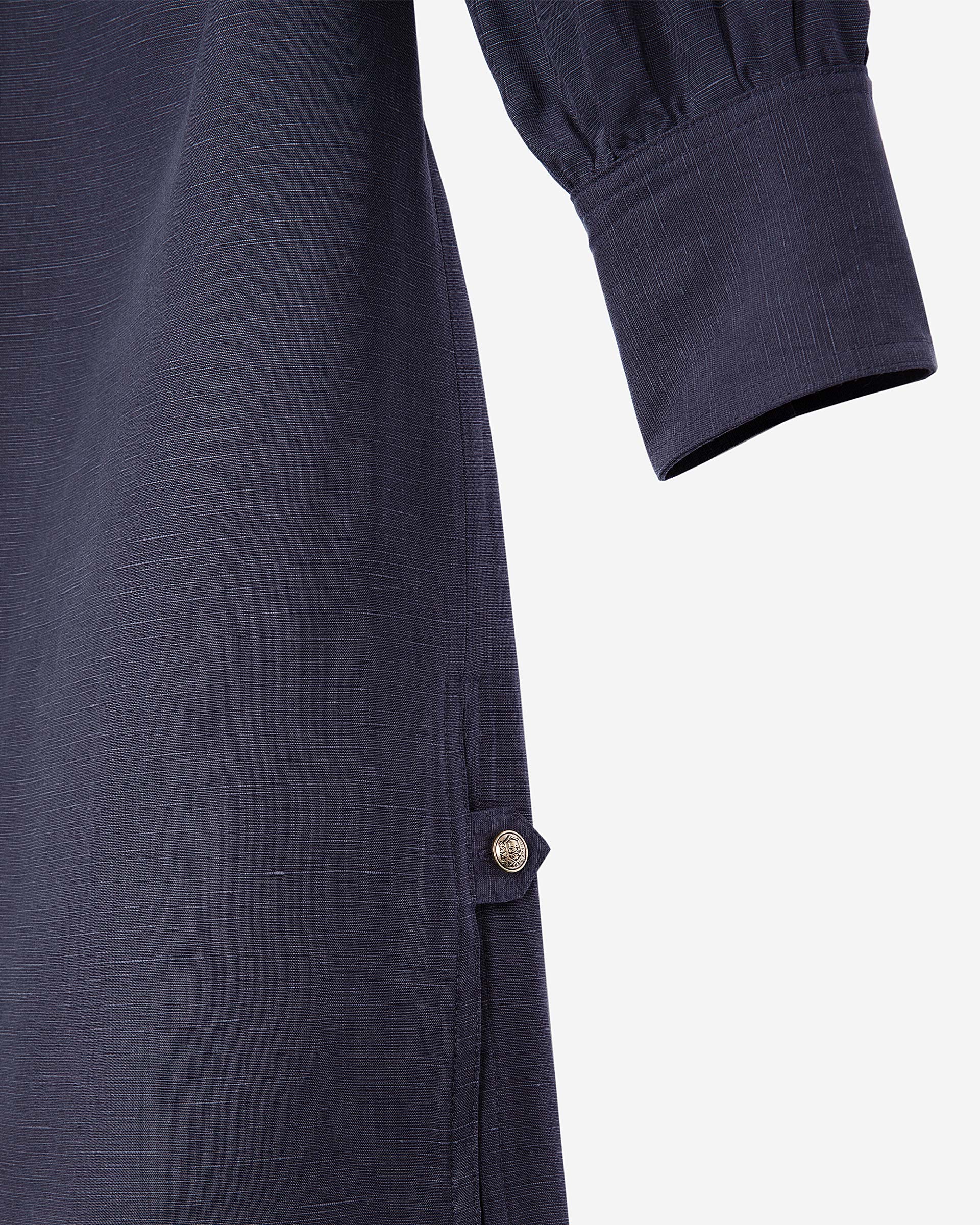 Short navy blue linen dress