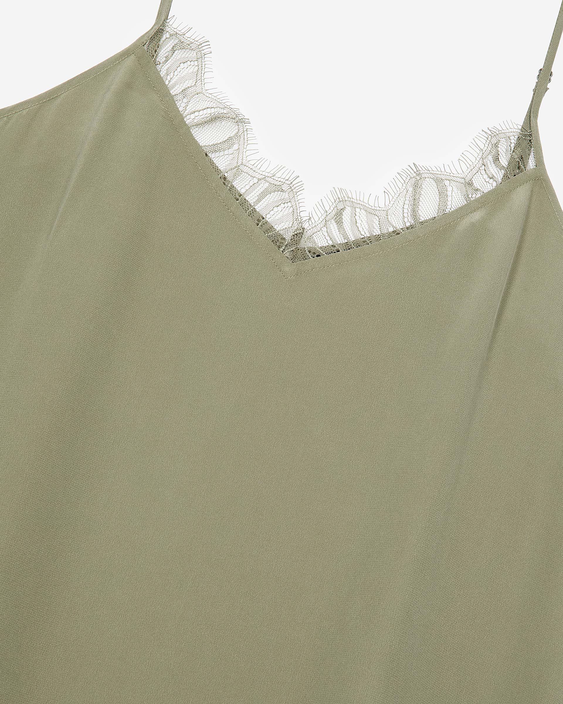 Khaki silk long babydoll dress