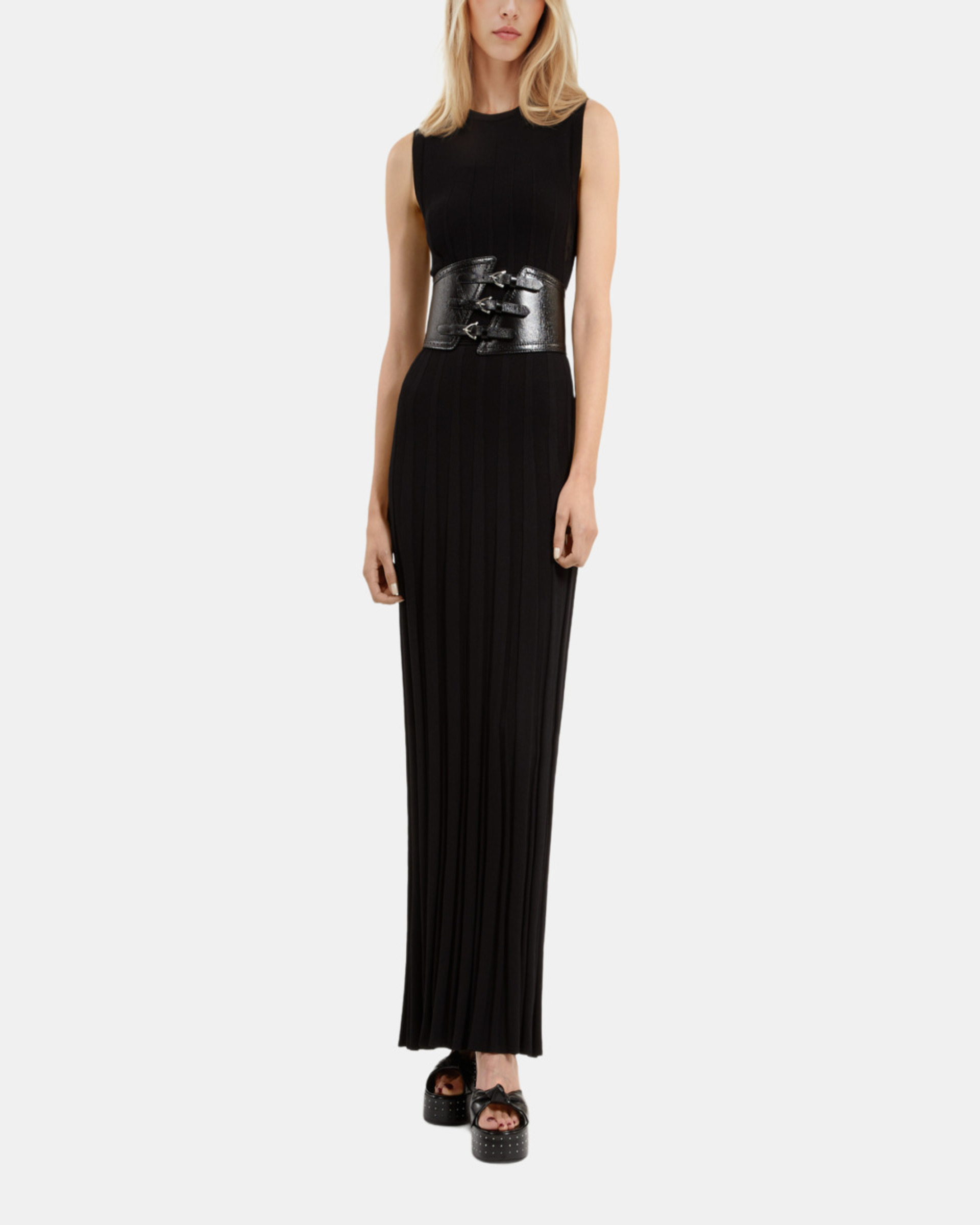 Black mesh maxi dress