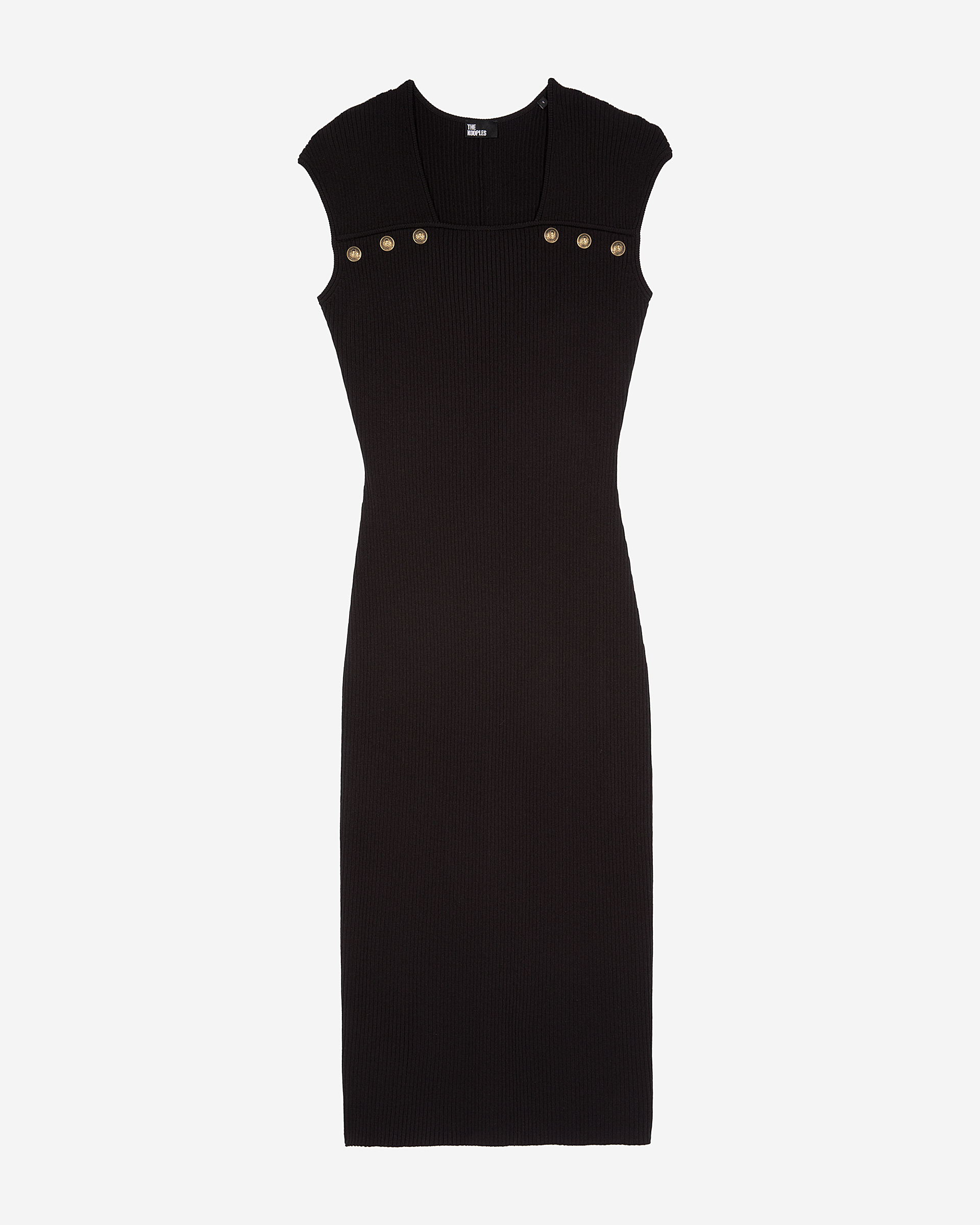 Black rib-knit maxi dress