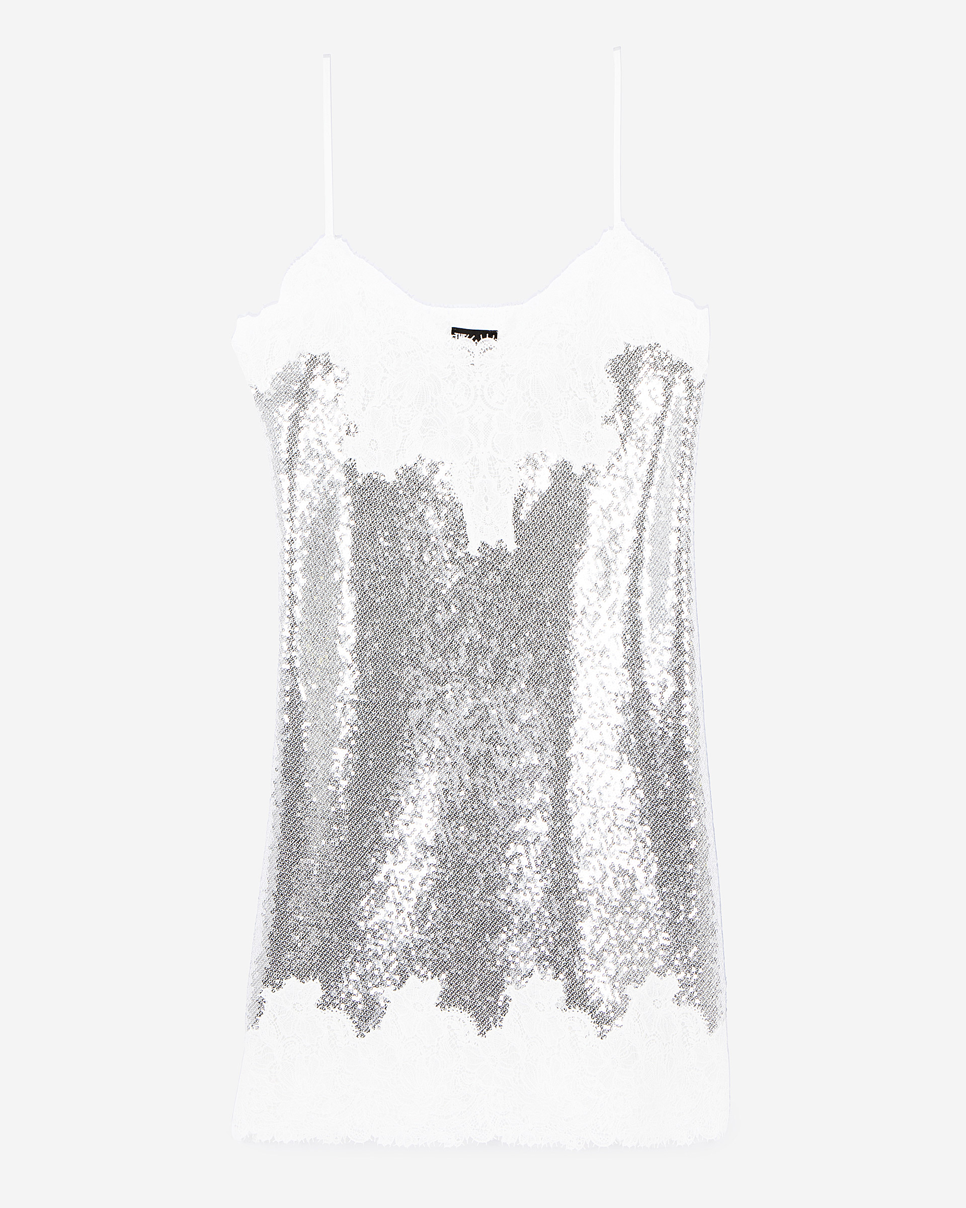 Short silver sequined babydoll dress