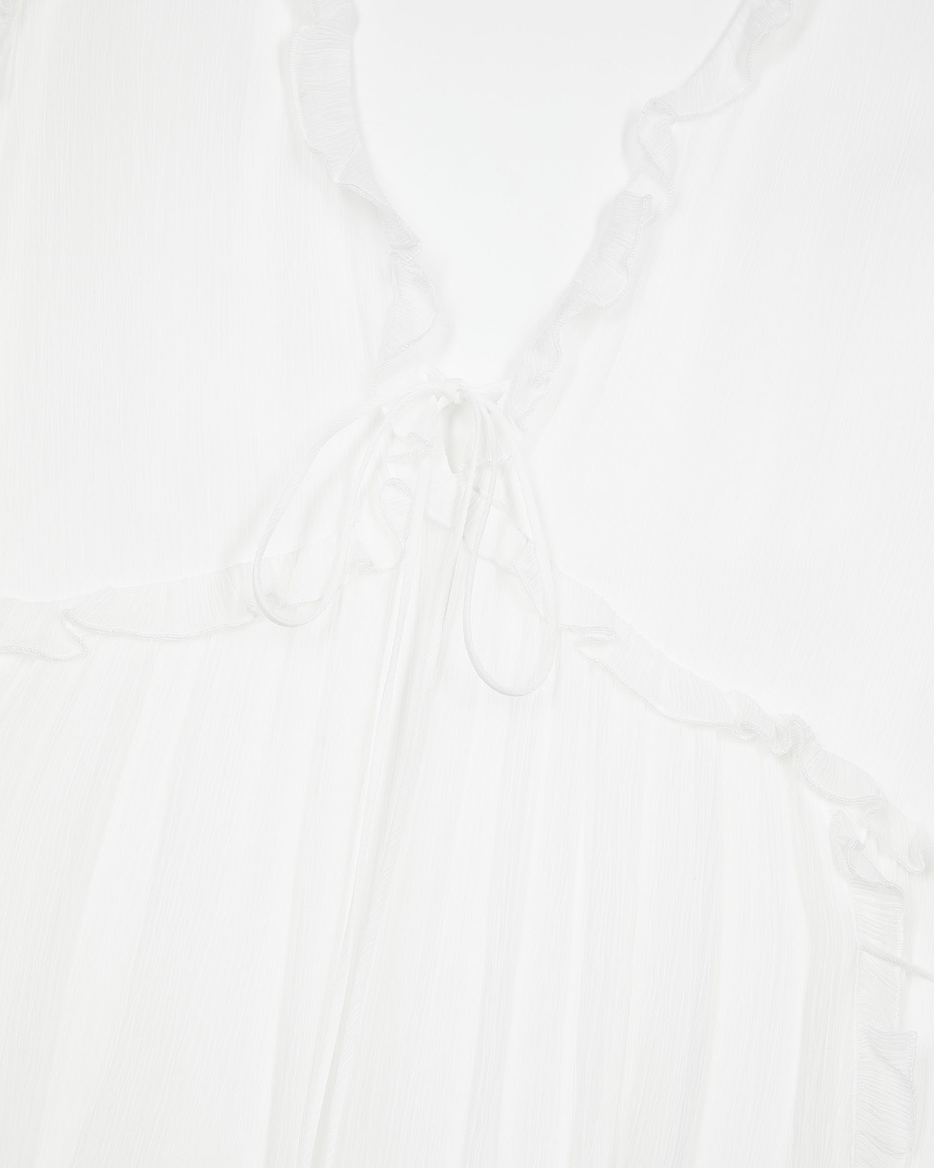 Short ecru dress with ruffles