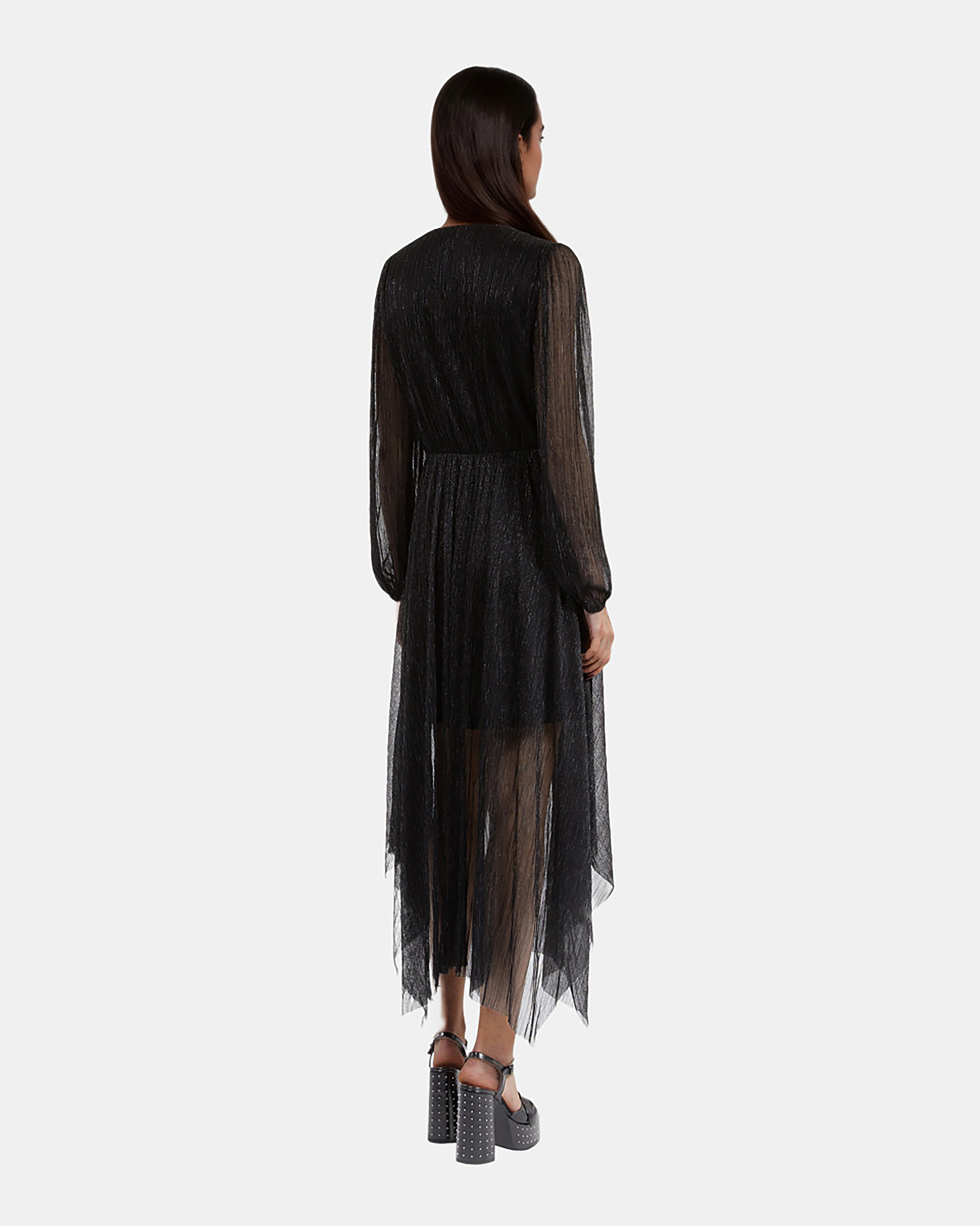 Long black pleated dress