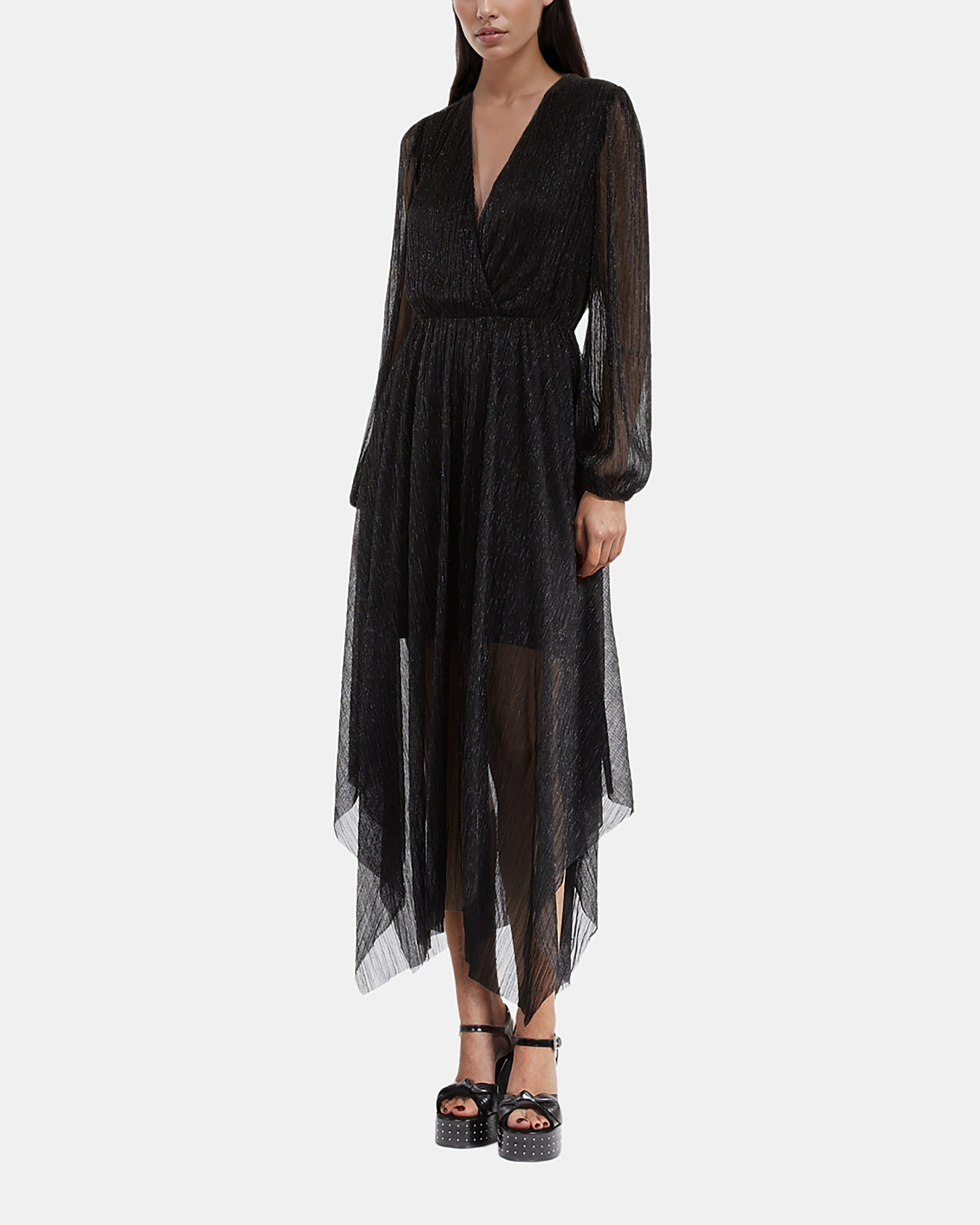 Long black pleated dress