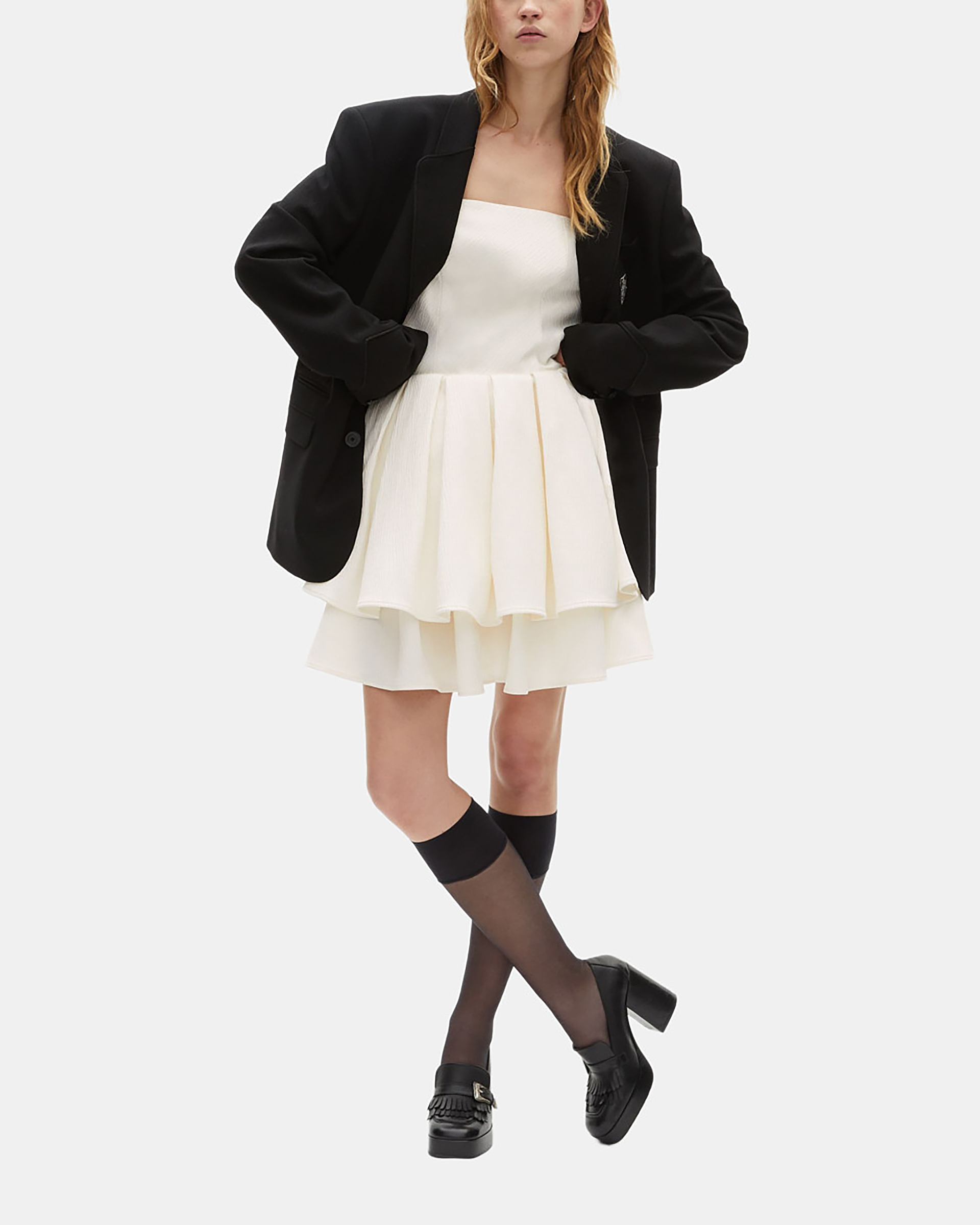 Short ecru bustier dress