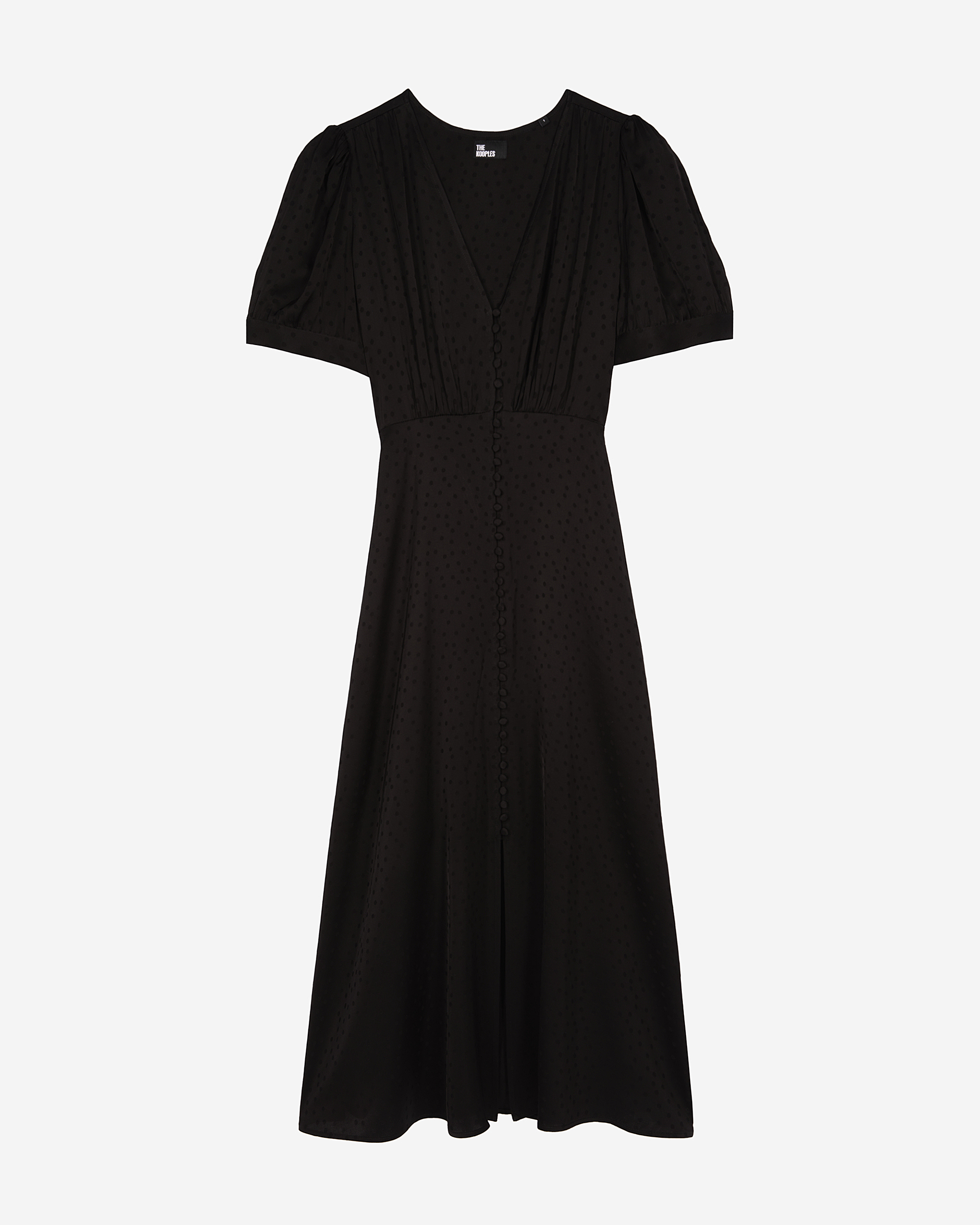 Black jacquard polka dot maxi dress