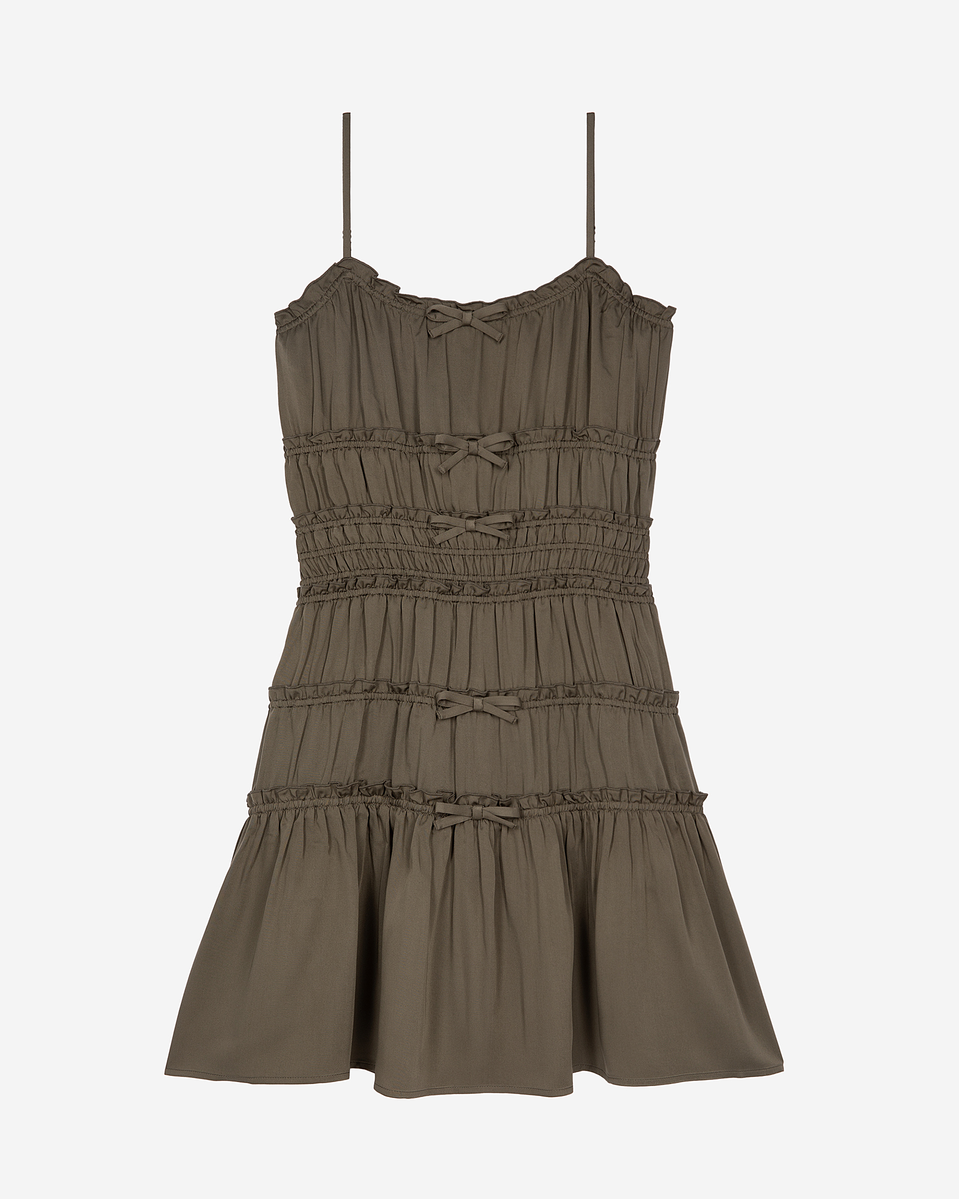 Short khaki dress with bows