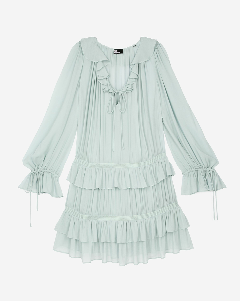 Short dress with blue ruffles