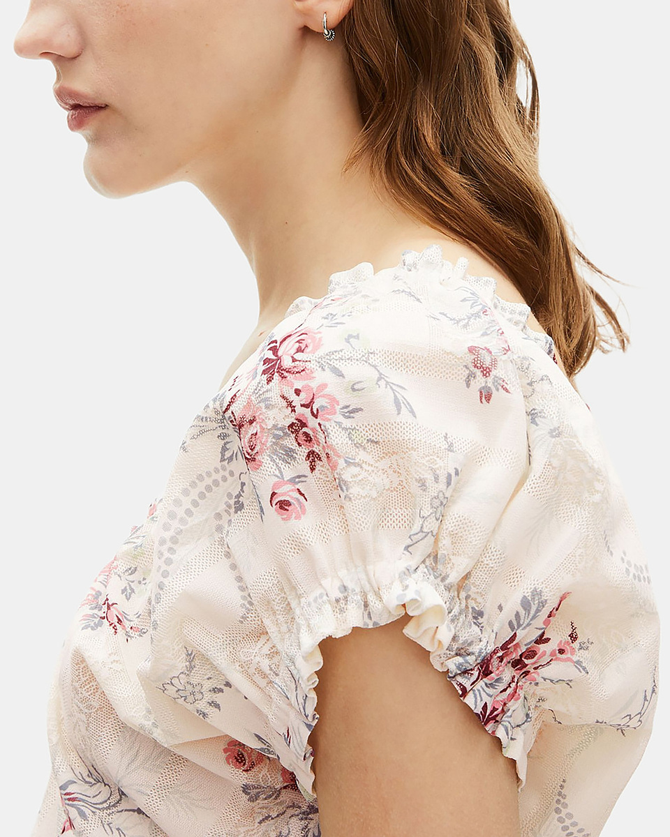 Short white floral print dress
