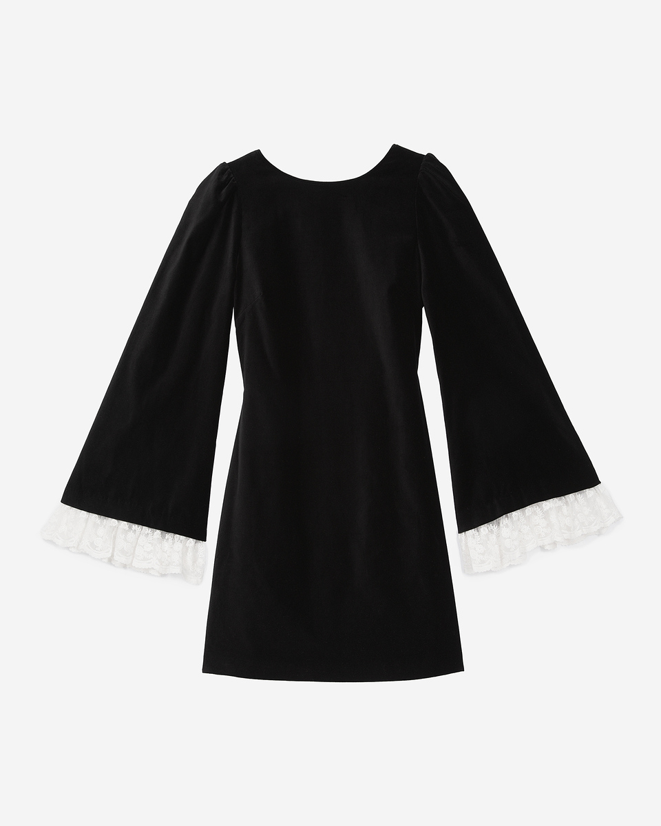 Short black velvet dress