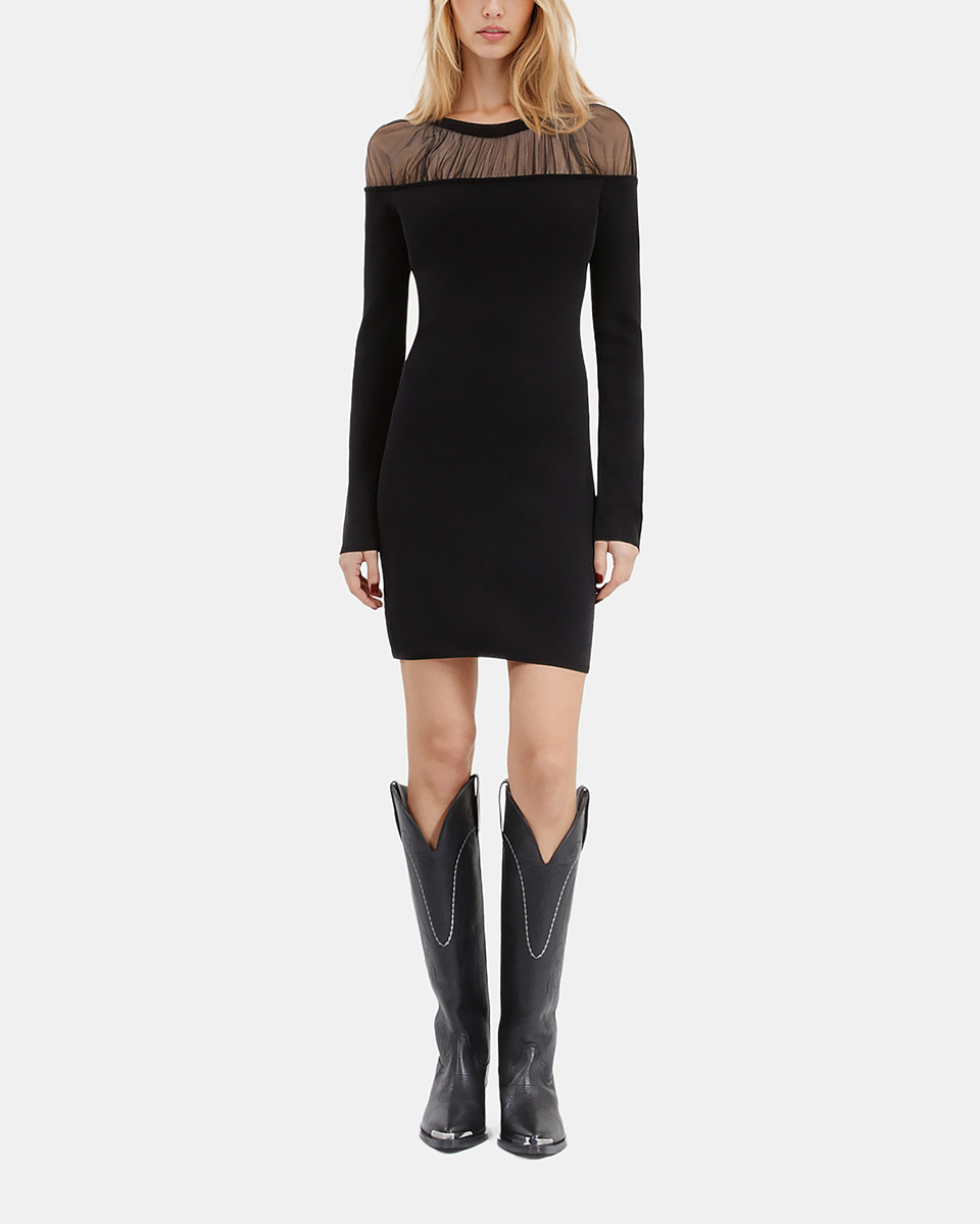 Short black ruched dress