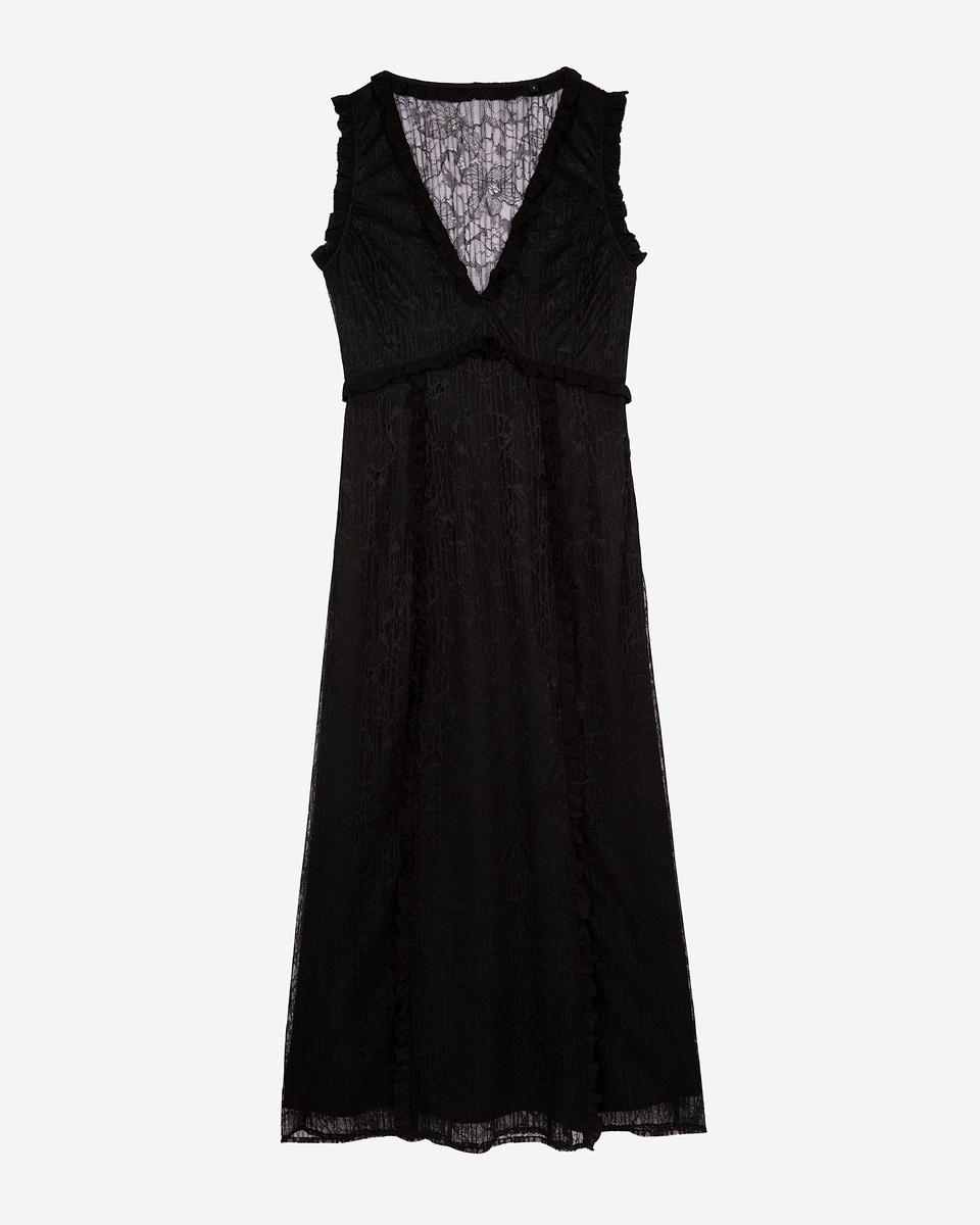 Long dress with black lace