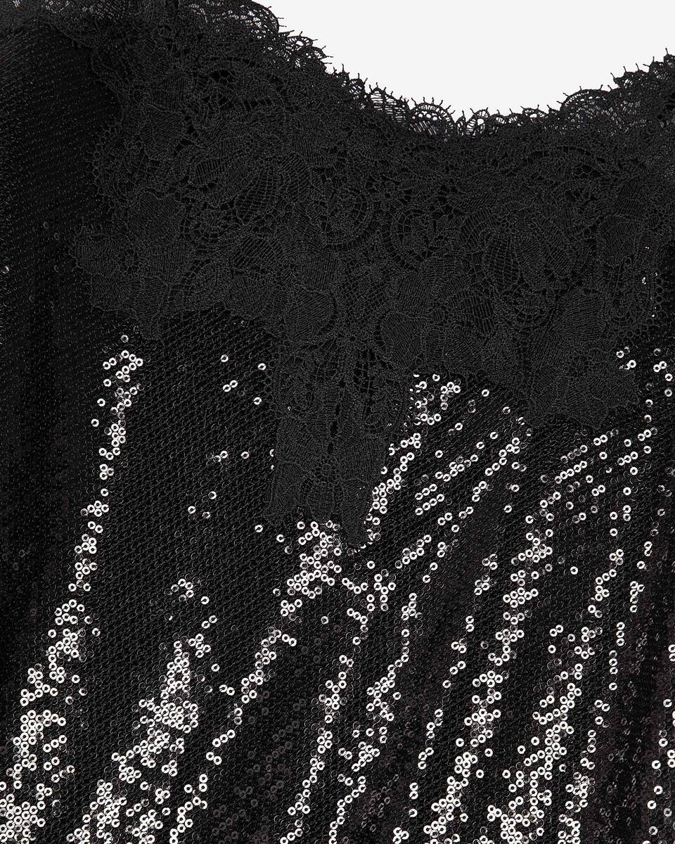 Black sequinned long babydoll dress