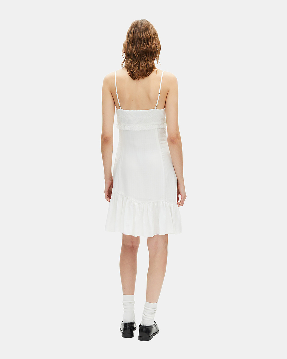 Short dress with ecru lace