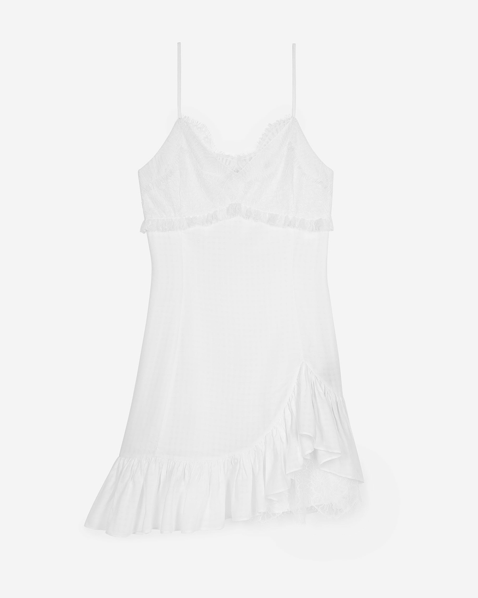 Short dress with ecru lace