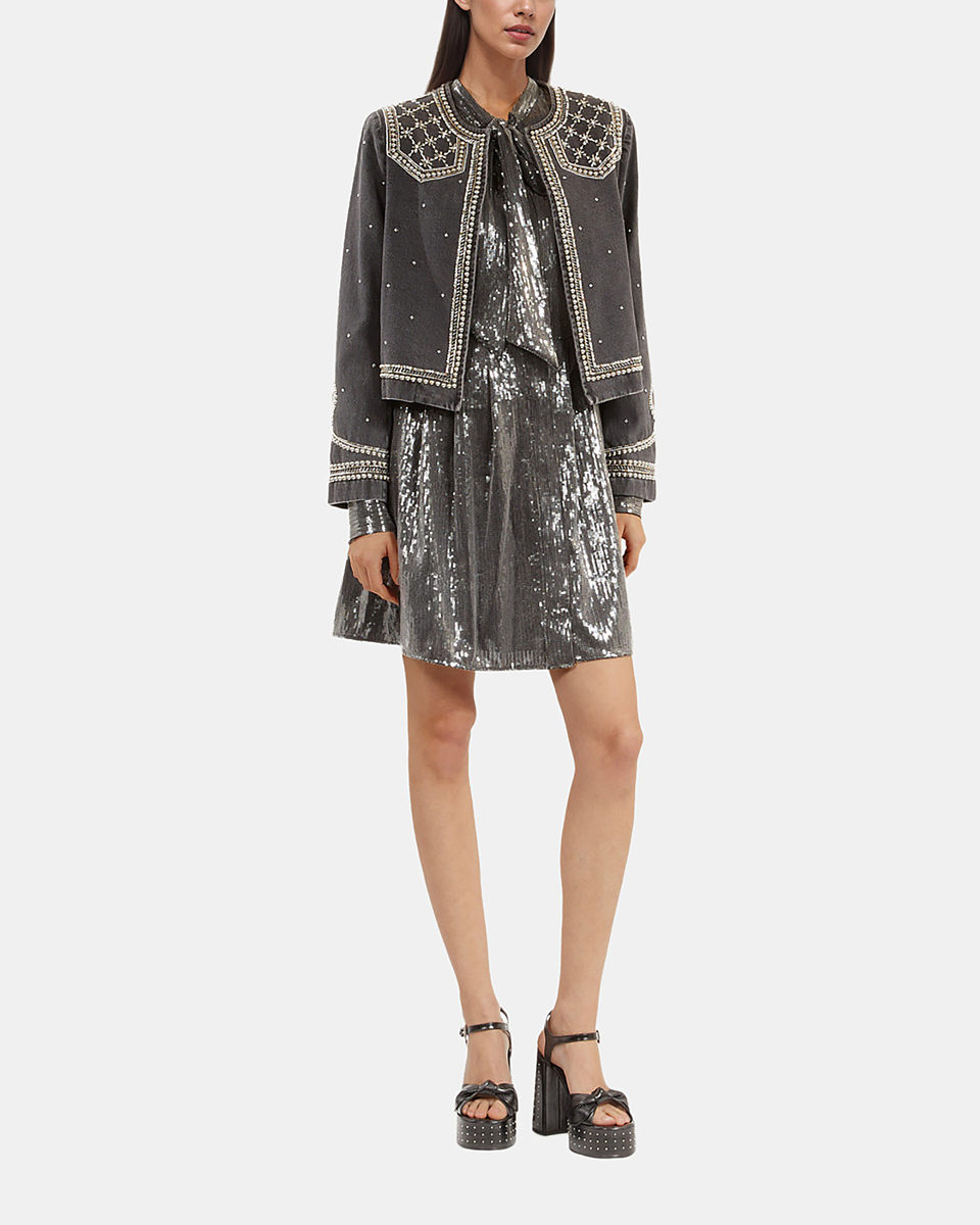 Grey sequin short dress