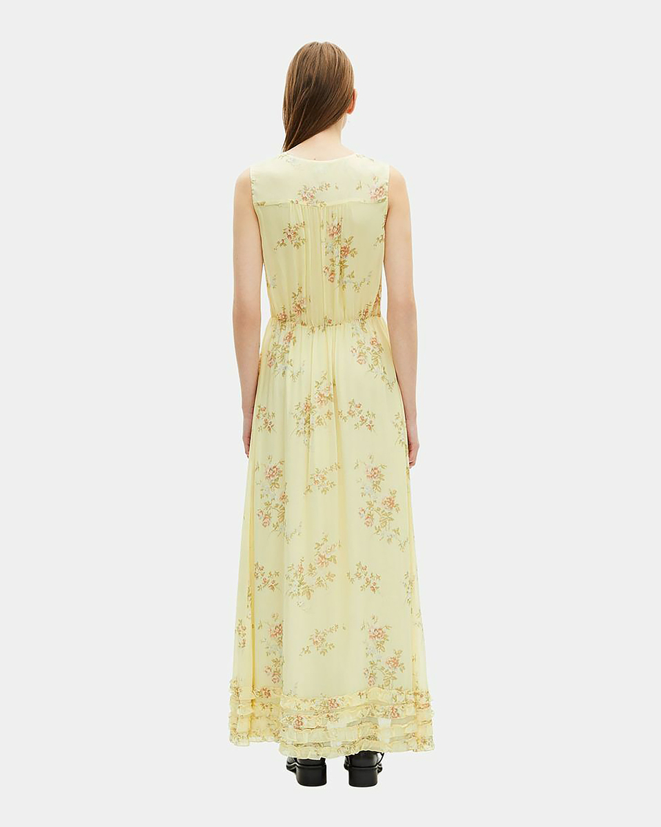Long yellow floral print dress