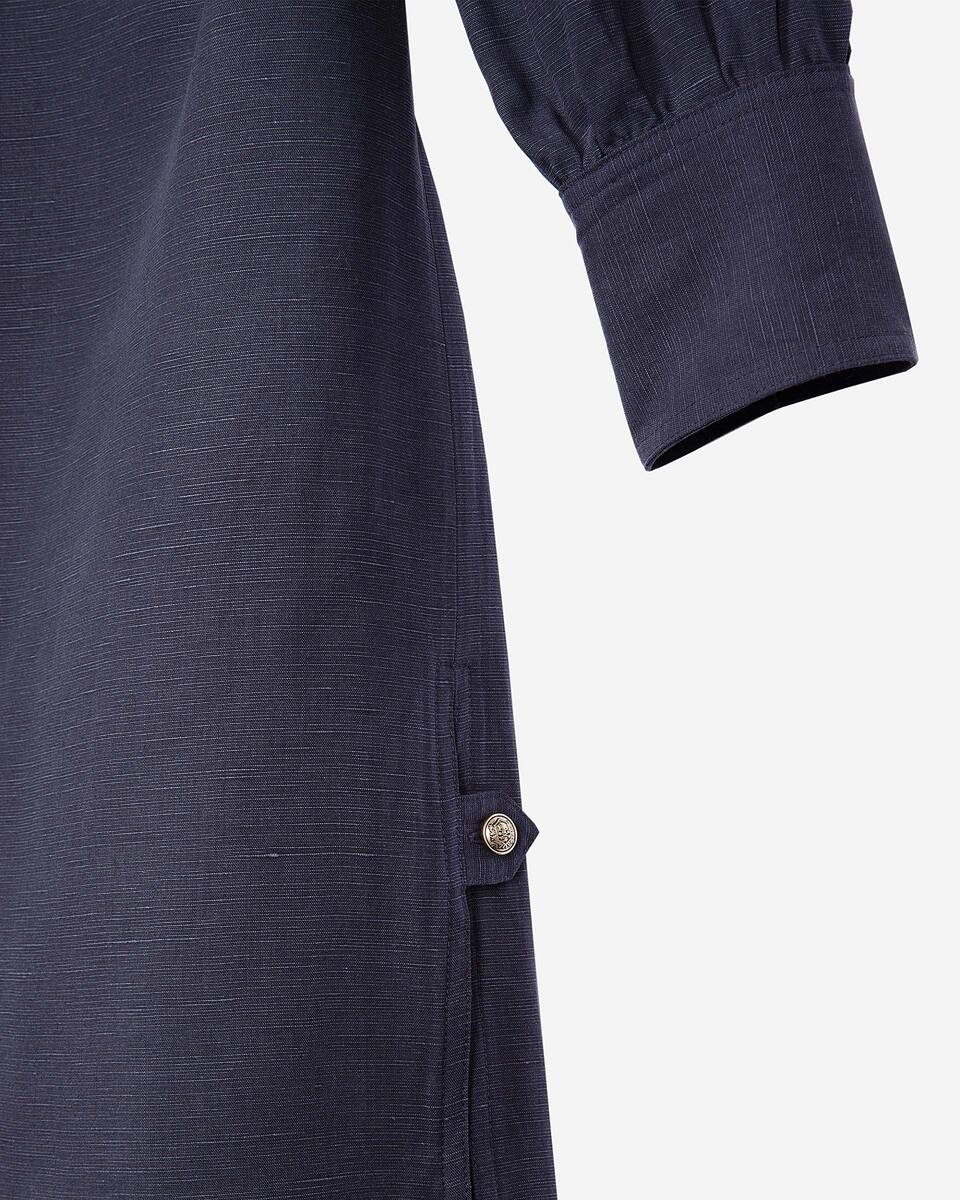 Short navy blue linen dress