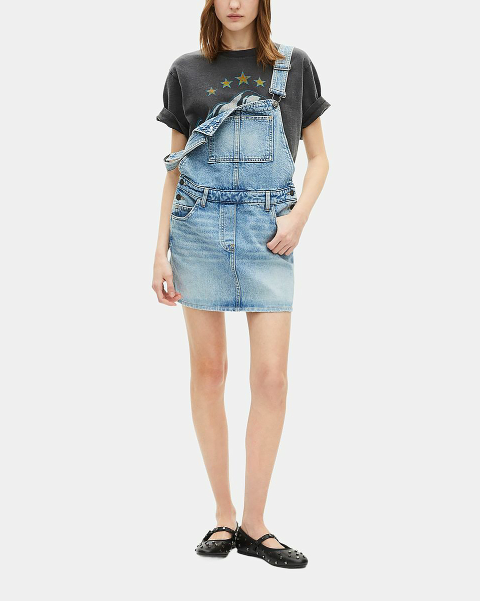 Short denim dungaree dress