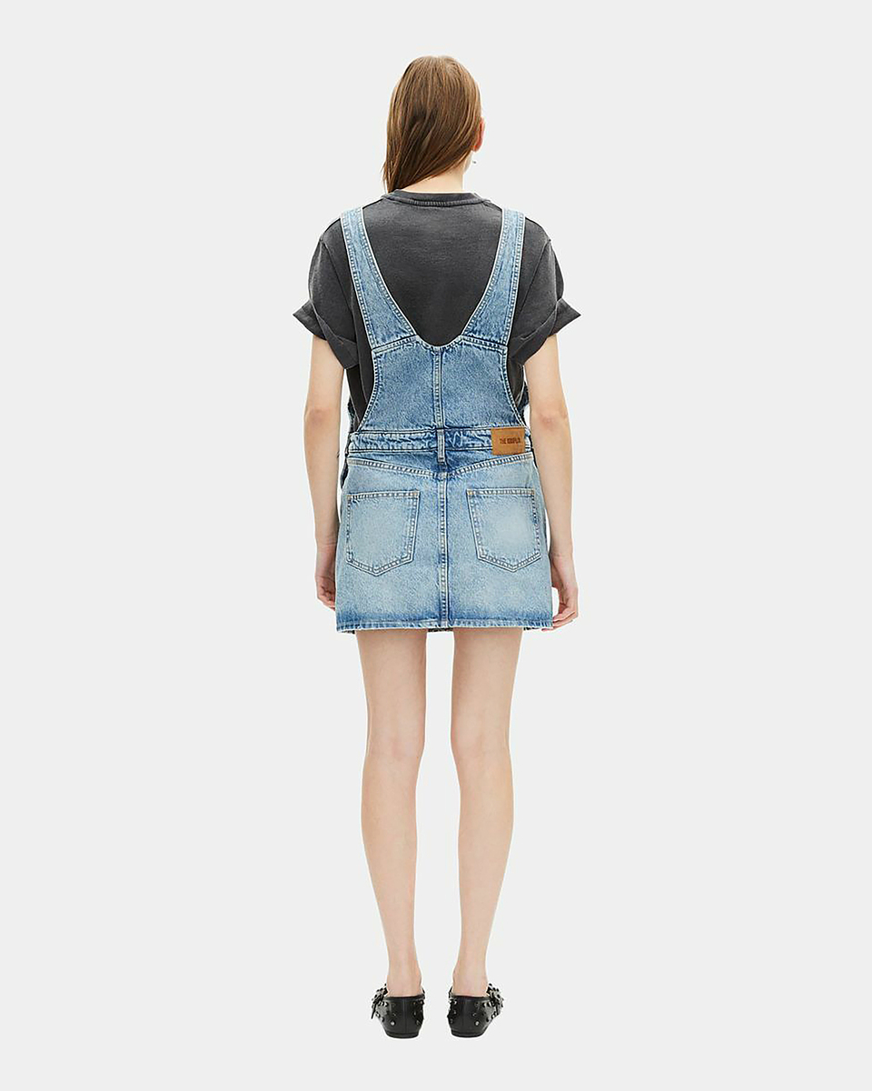 Short denim dungaree dress