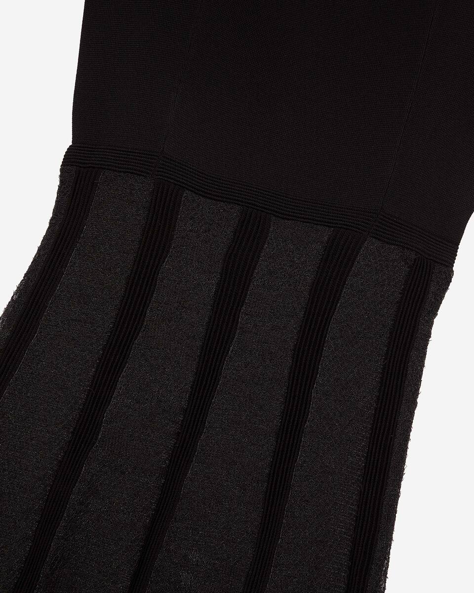 Long black mesh and lace dress