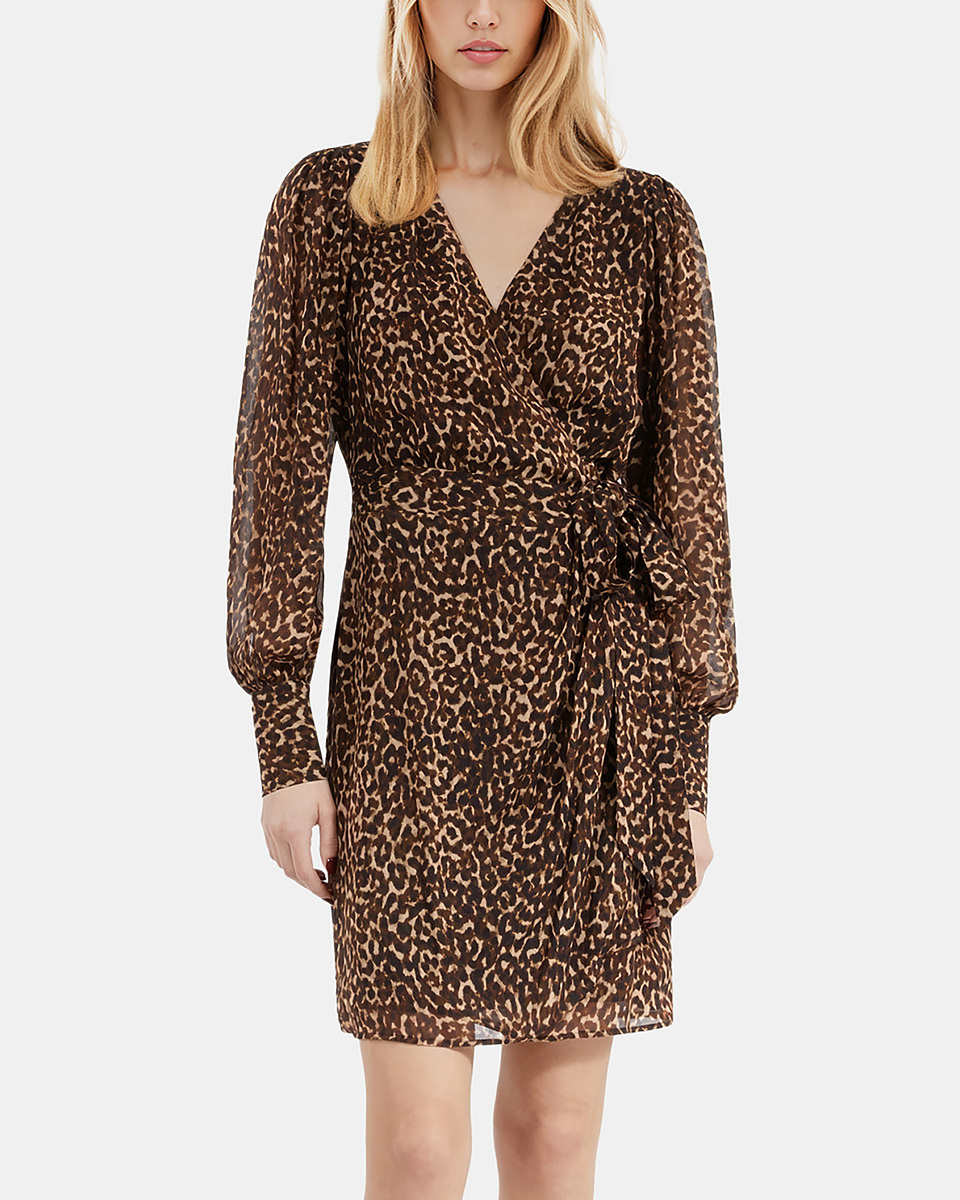 Short leopard print wrap dress