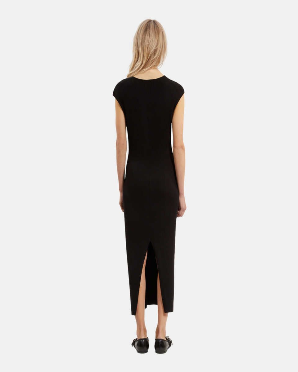 Black rib-knit maxi dress