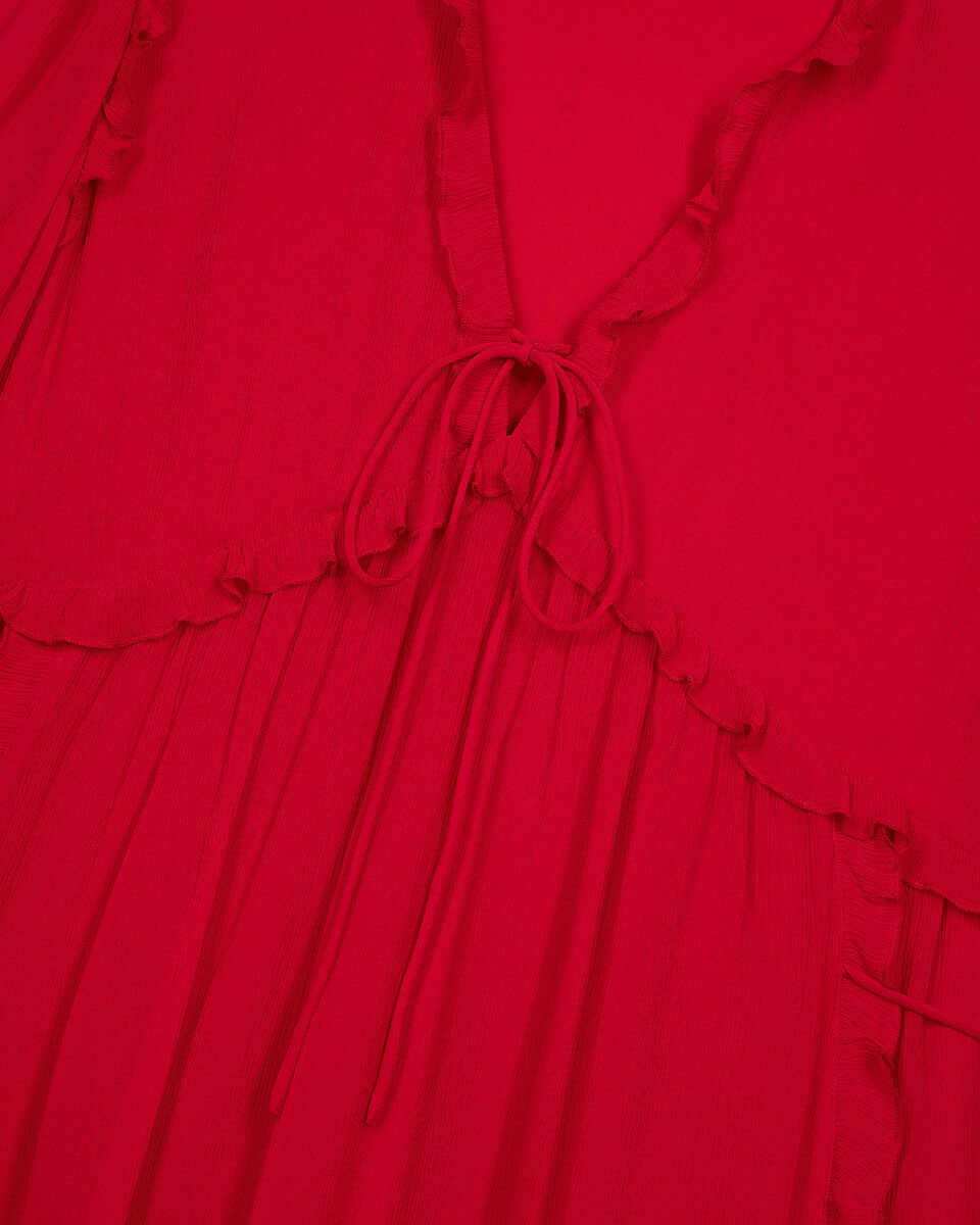 Short dress with red ruffles