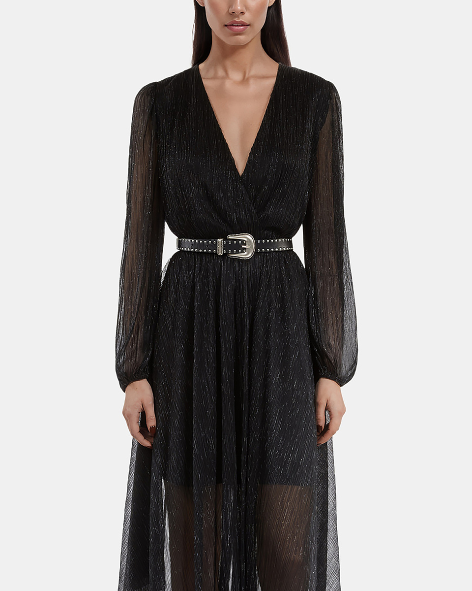 Long black pleated dress