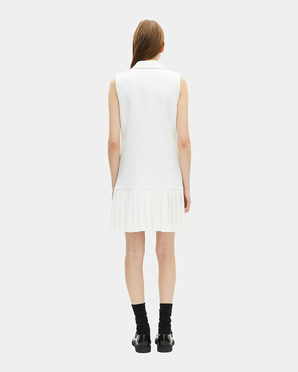 Short tailored ecru dress