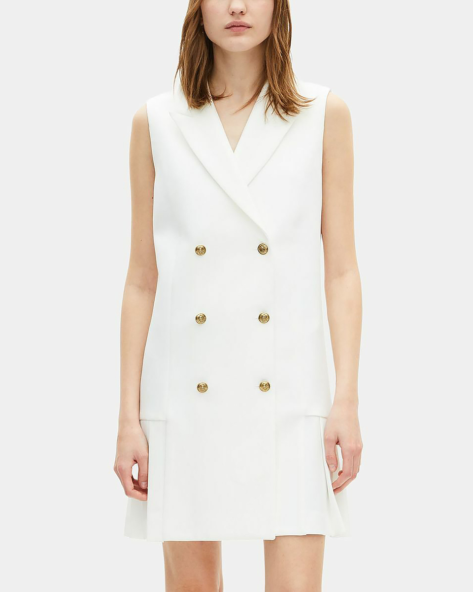 Short tailored ecru dress